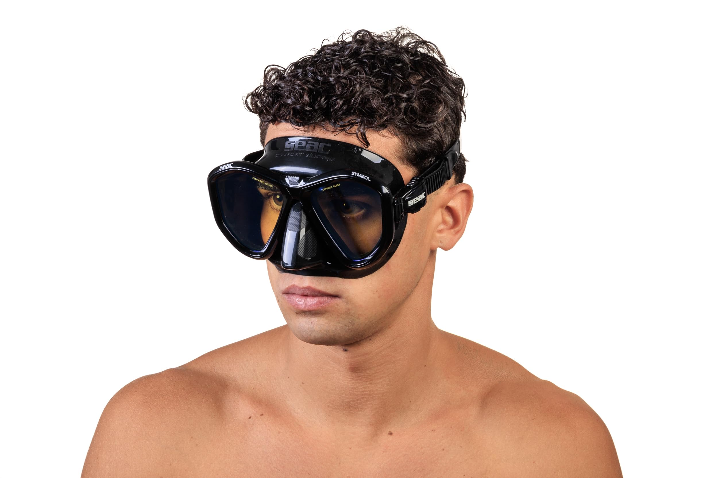 Seac Symbol, Masque de plongée Made in Italy à lentilles symétriques avec Boucle 3D Directement sur Le Visage