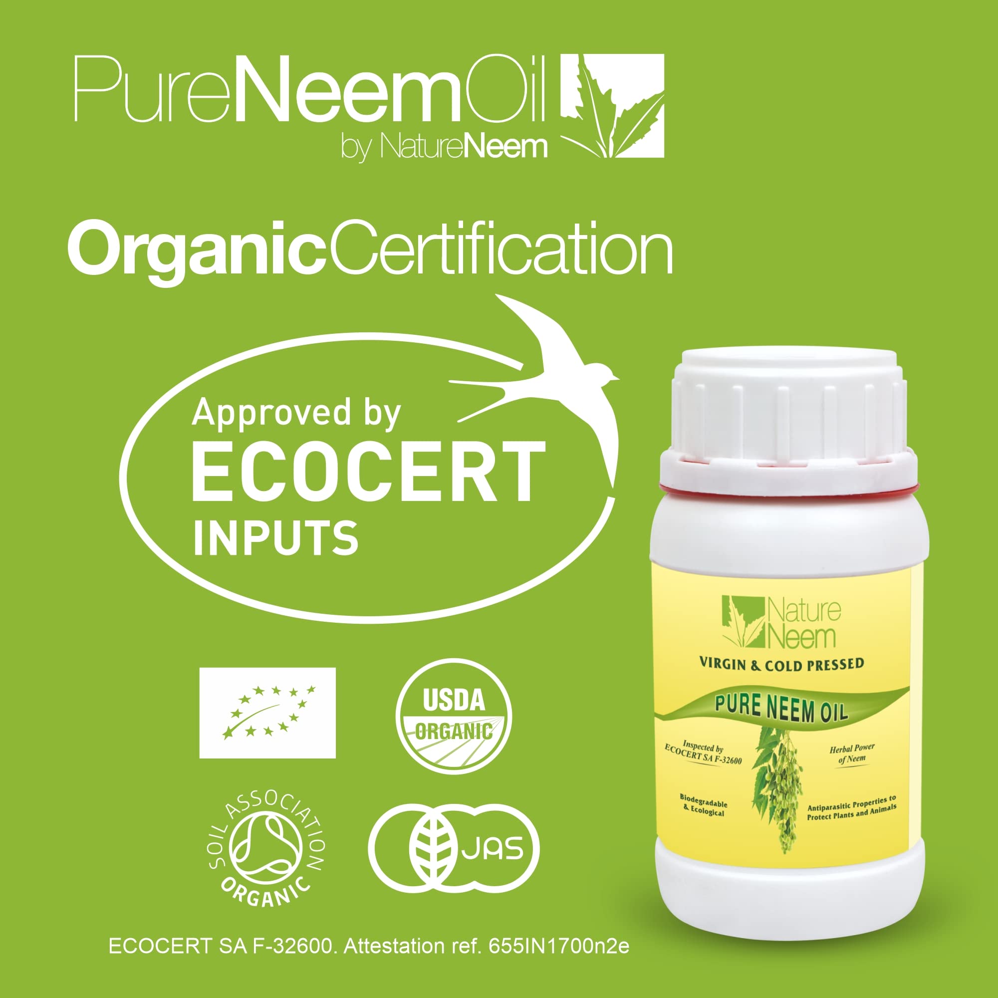 Huile de Neem pure et vierge 1ère Pressée à froid - 250 ml - 100% naturelle certifiée bio