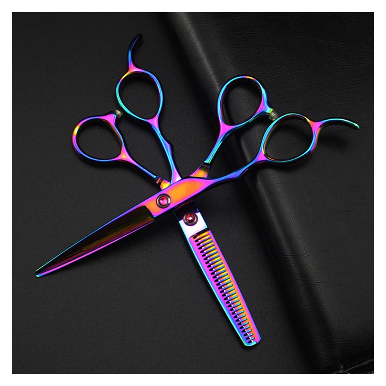6 Zoll Haarschneideschere für Linkshänder, Rainbow Friseurschere, Haarschneideschere zum Ausdünnen der Haare, Friseurschere, Haarschneideschere，6 Inch Thinning B