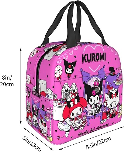 Miniatura 5 de Bolsa de almuerzo kawaii, bonita lonchera portátil de gran capacidad, bolsa de mano aislada, bolsa de mano reutilizable para la oficina para hombres