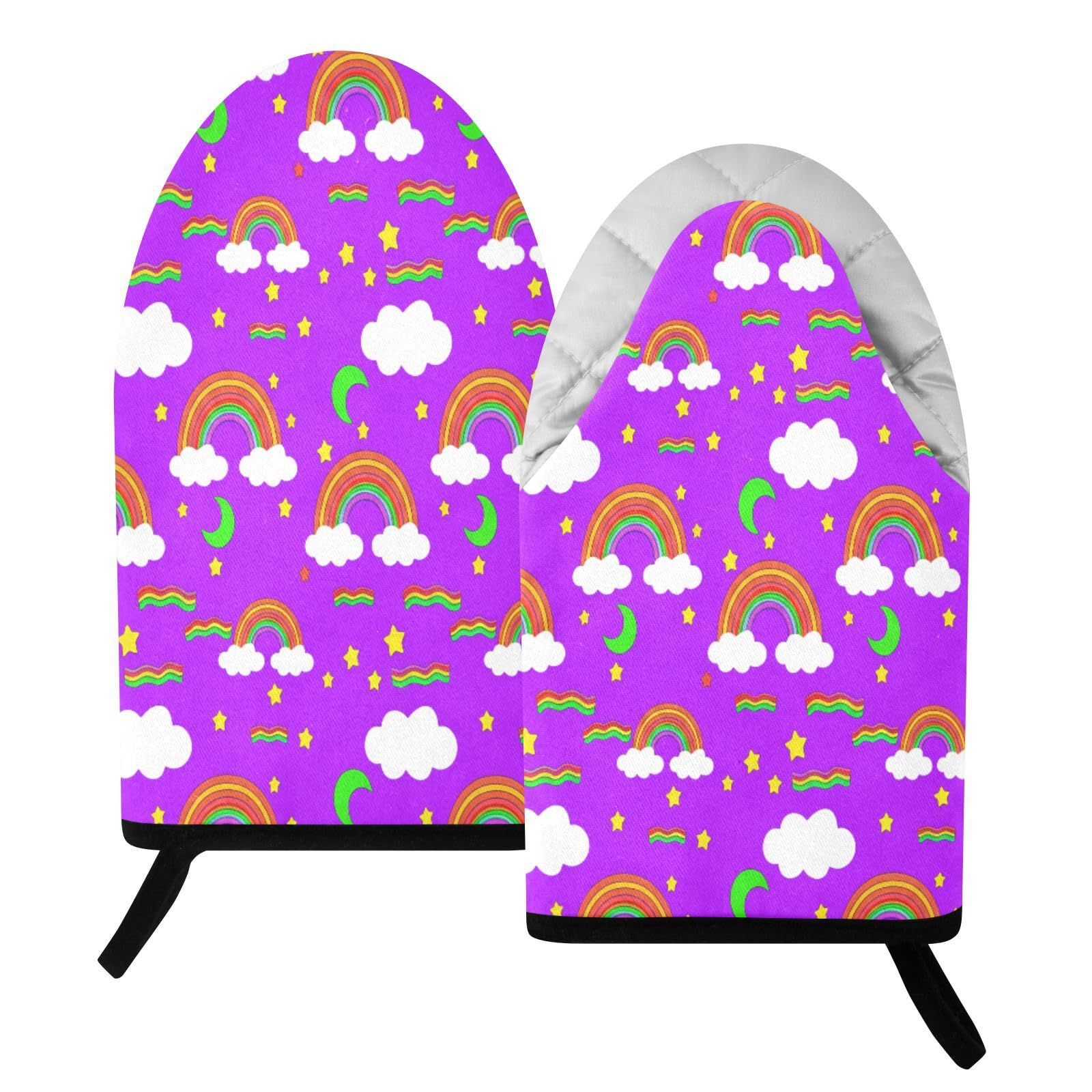 BURSTDDY Beautiful Rainbow Oven Mitt,Heat Resistant Kitchen Mitts for Cooking