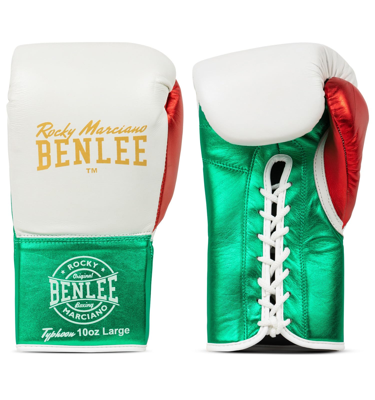 Benlee r?kawice bokserskie ze skóry Typhoon White/Green/Red 08 oz R