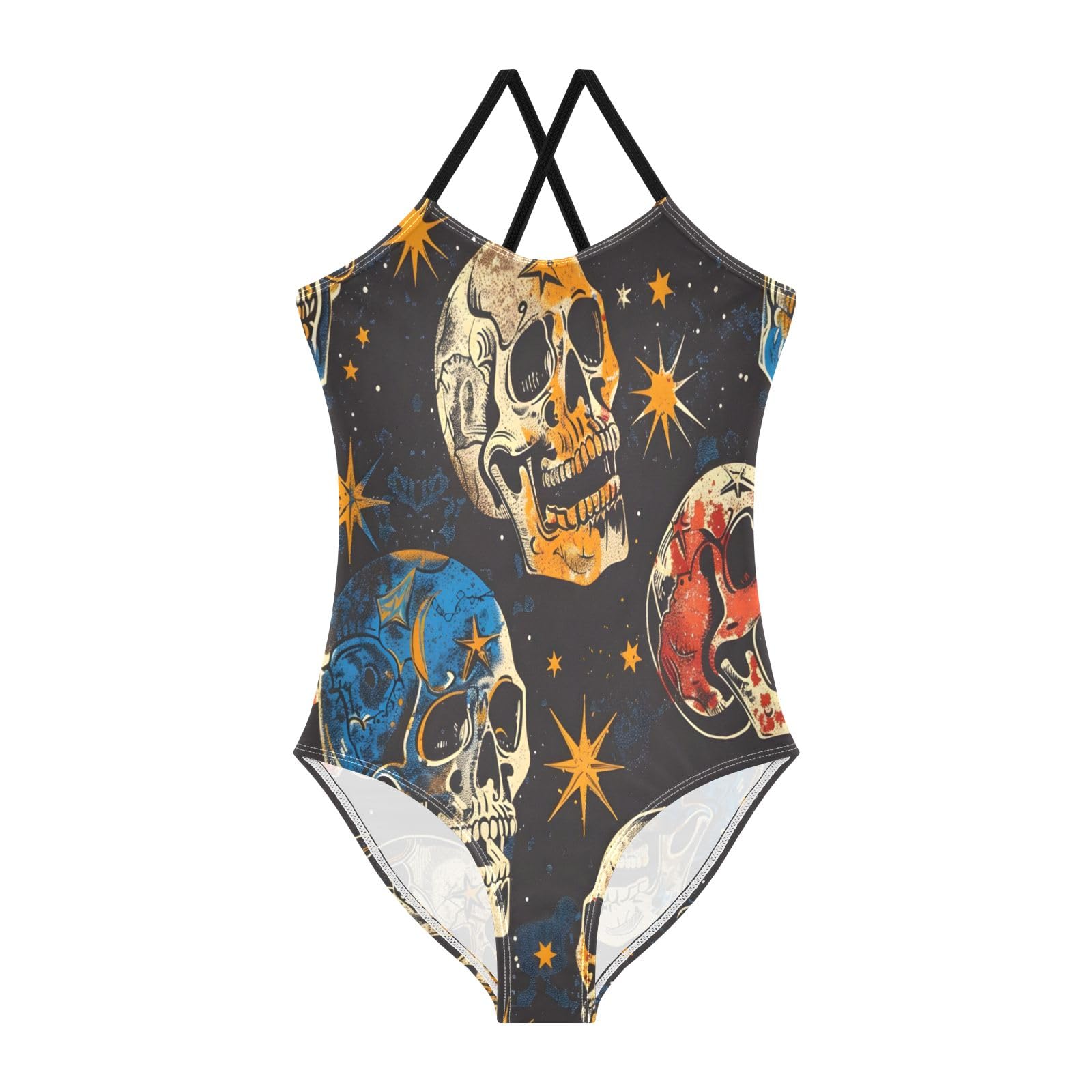 Skeleton Star Girls One-Piece Swimsuit Beach Bathing Suit