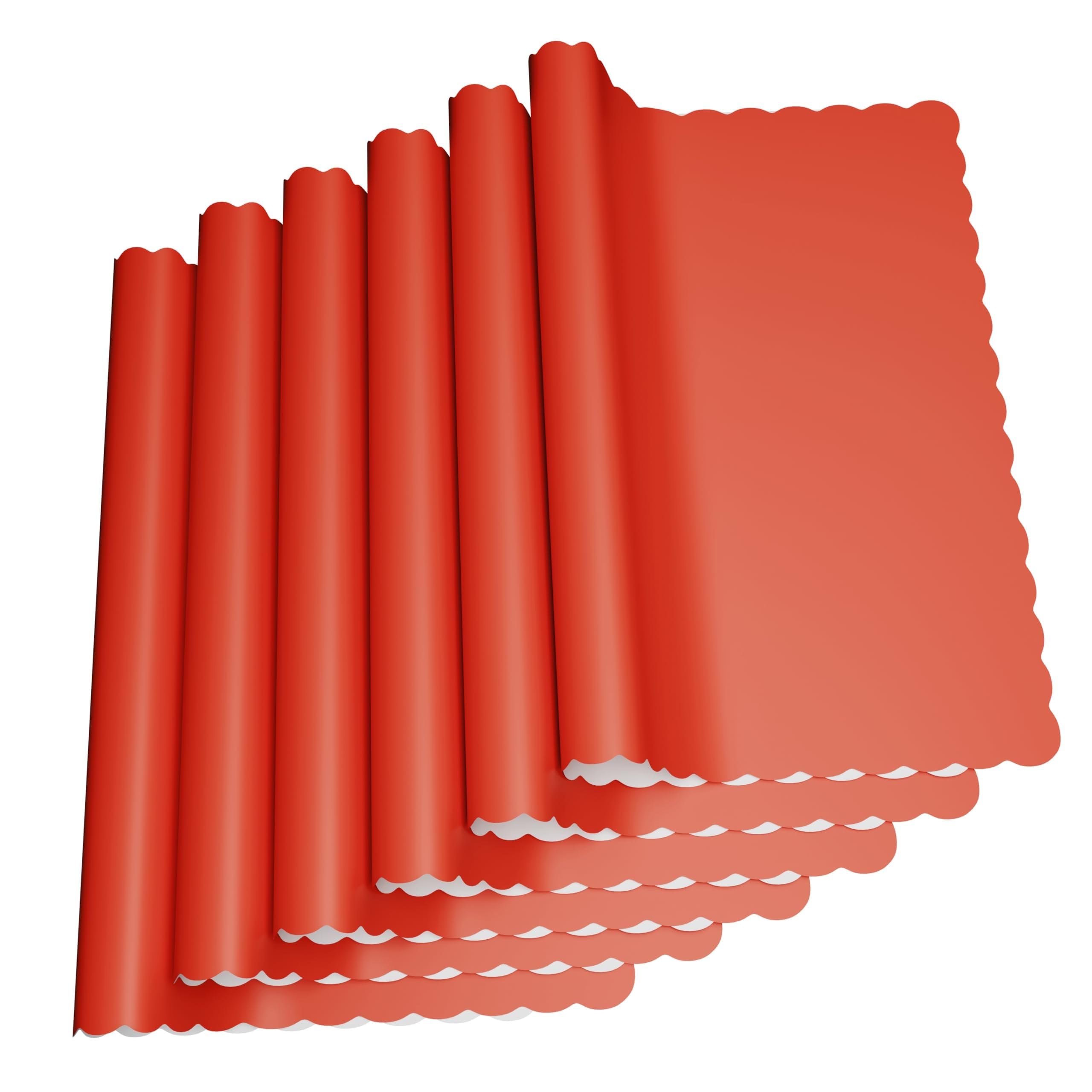 Manteles individuales de papel, desechables, borde festoneado (rojo, 500)