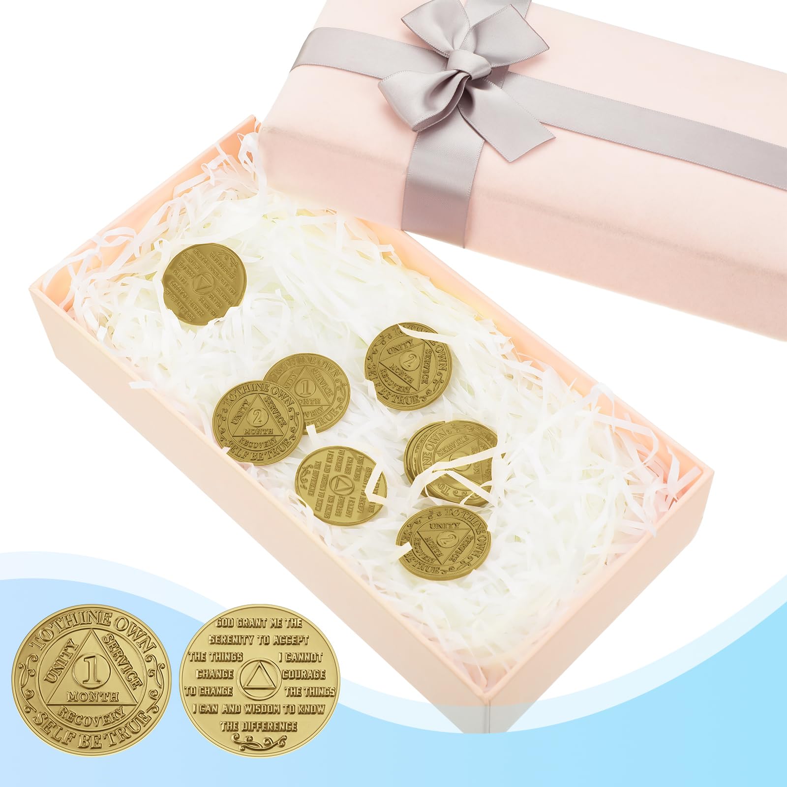 Siifert 36 Stück Recovery AA Chips und Medaillons Bulk Nüchternheit Chips AA Tokens Aluminium Nüchternheit Münze Bronze Finish Alkoholiker Anonyme Geschenke enthalten 1 2 3 6 9 Monate und 24 Stunden
