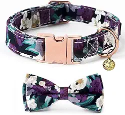 NISIYE Coleira de cachorro premium, coleiras fofas com gravata borboleta, coleiras duráveis para animais de estimação com fivela de metal para cães pequenos