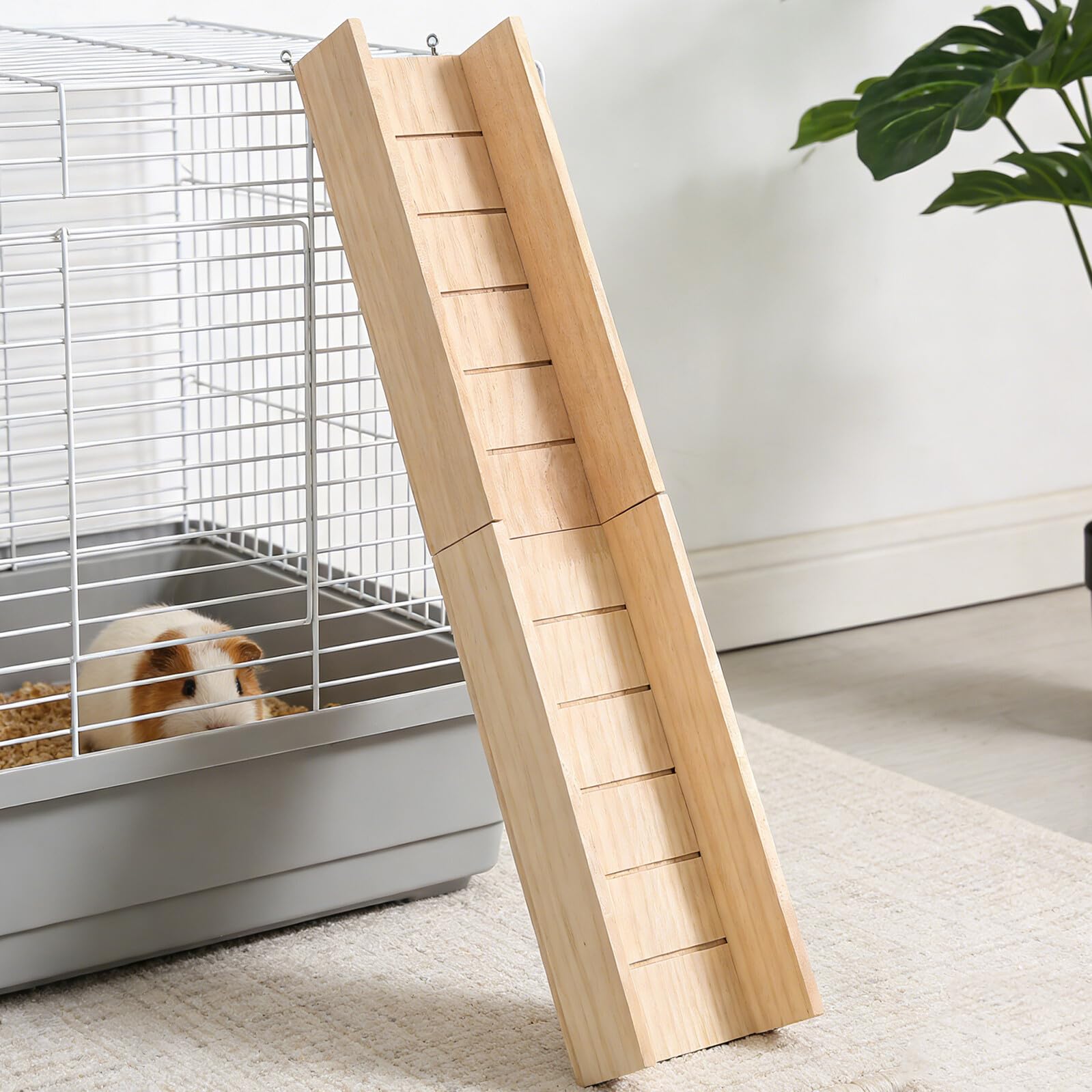 Alasum Faltbare Holzrutsche für Meerschweinchen und Hamster Khaki Farbe Fördert Aktiven Lebensstil für Hamster Spielplatz und Kleintier Gehege