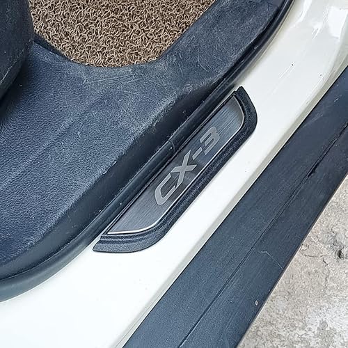 Miniatura 3 de Kit de protector de umbral de puerta inoxidable para Mazda CX-3 2016-2023 accesorio interior (texto plateado CX 3)