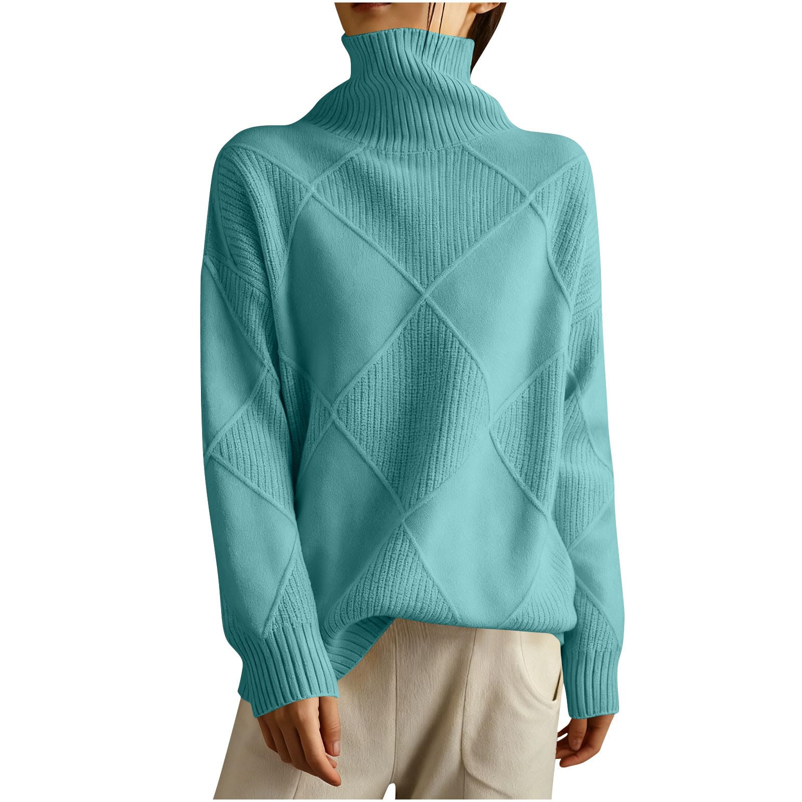 Turtleneck Sweater for Women 2025 Long Sleeve Soft Sweaters Chunky Knit Pullover Tops Fashion Fall Winter Clothes