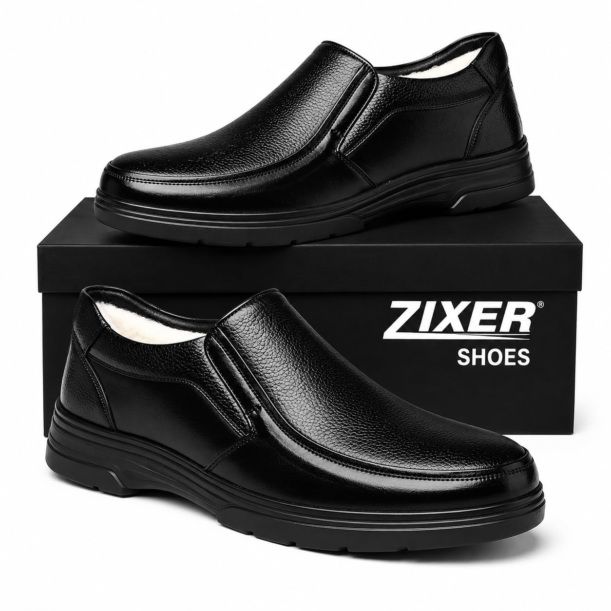Men’s Formal Shoes | Synthetic Leather Office Shoes for Men | Slip-On Round Toe Shoes with Cushioned Footbed | Black/Brown/Tan-image-8