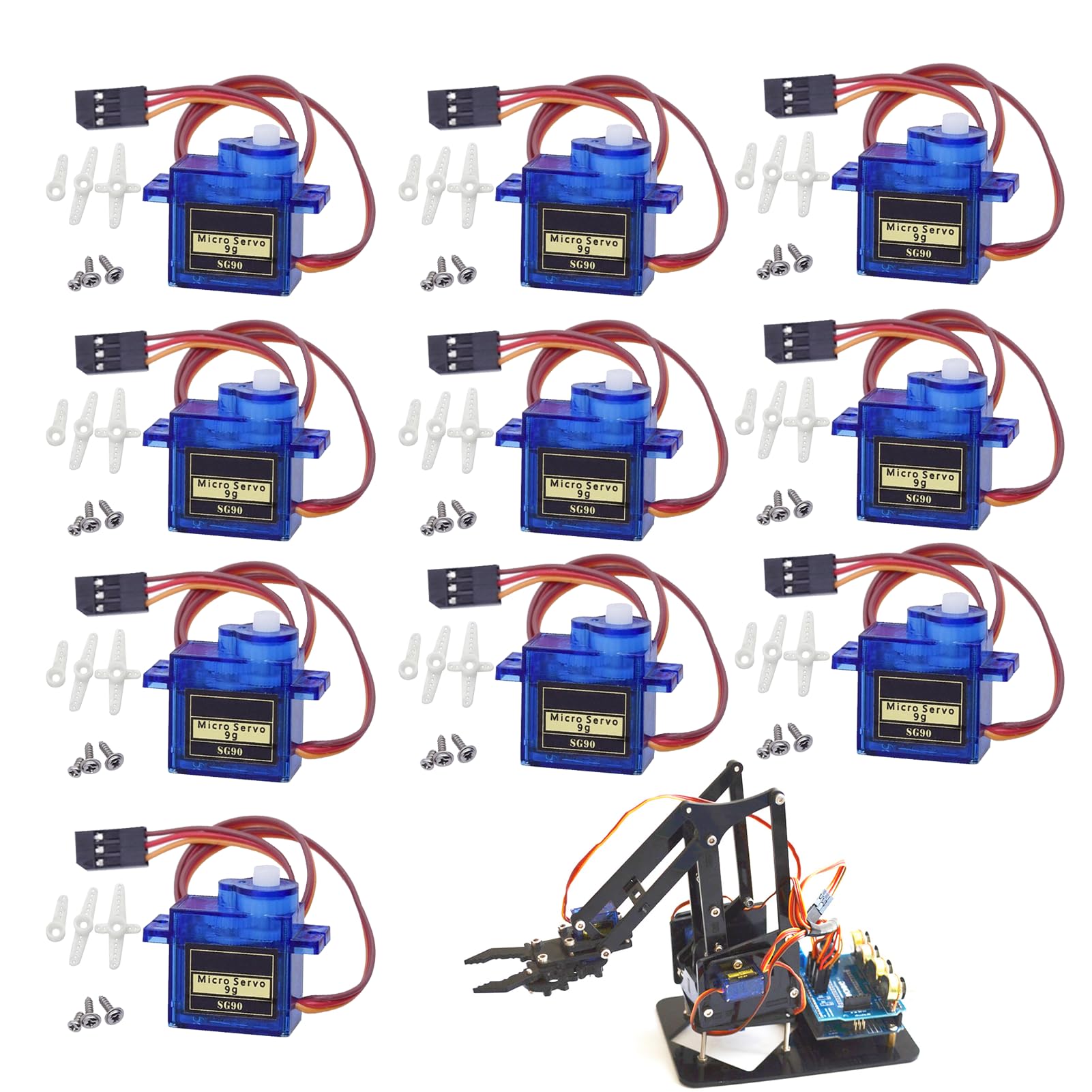 10Pcs SG90 Micro Servo Motor, Micro RC Servo Motor