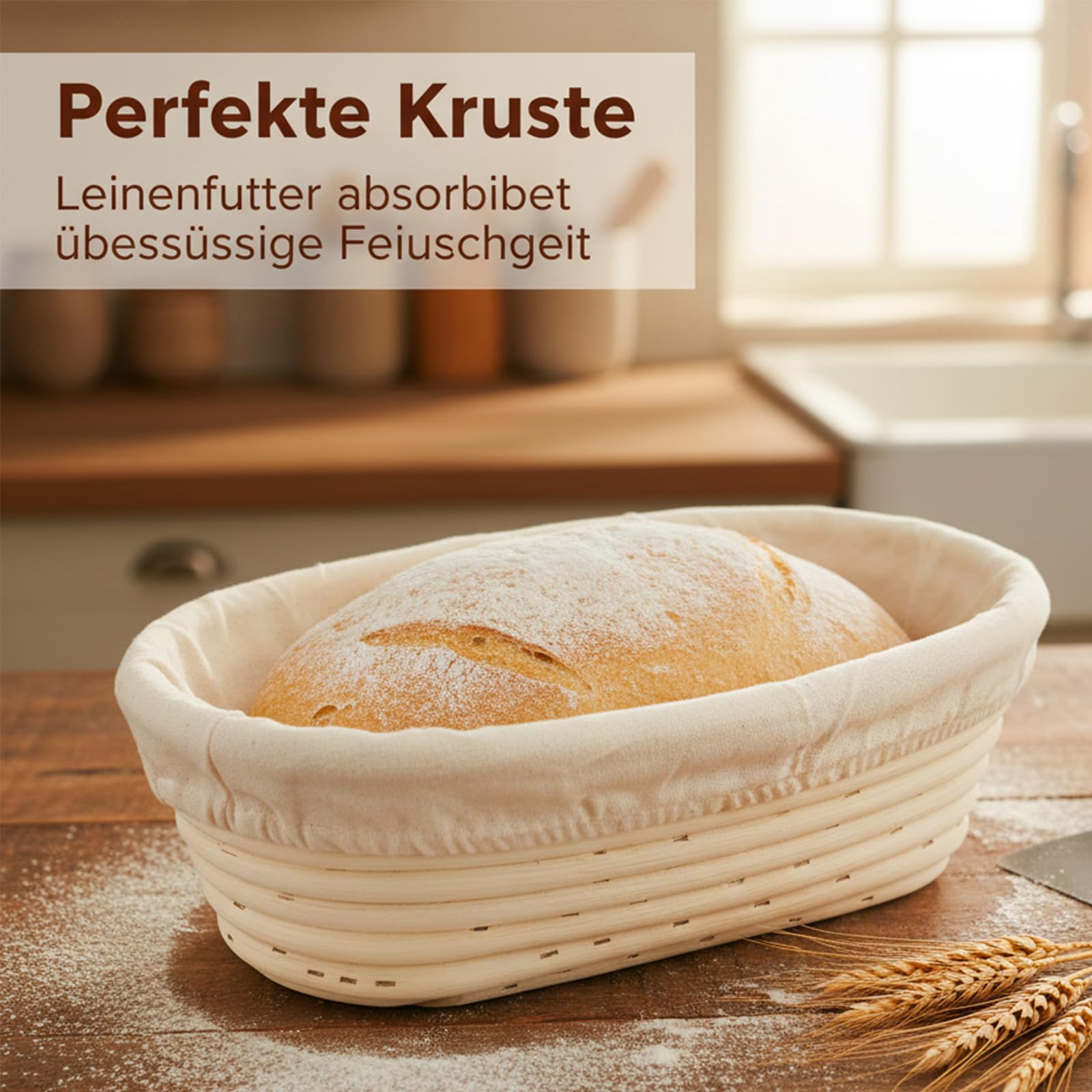 Lot de 2 paniers de fermentation ovales, 30 x 14 x 7 cm, paniers de fermentation en rotin naturel, fabriqués à la main, parfaits pour fermentation de la pâte pour les boulangers amateurs et