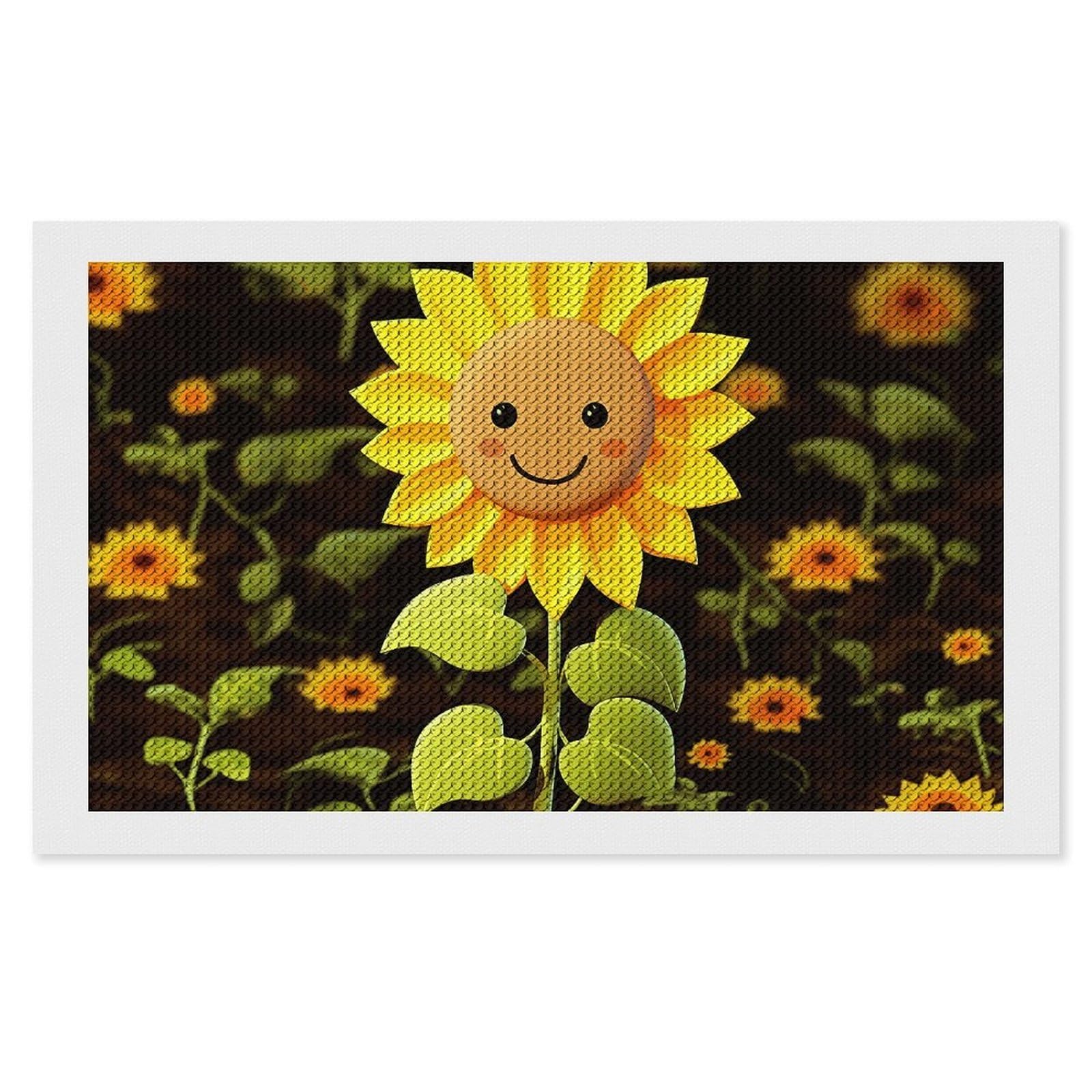 NONHAI Diamond Painting Kits for Adults - DIY Diamond Art Kits for Beginners - Full 5D Paint Drill Diamond Dots Paintings- Cute Sunflower Diamonds Pictures Gem Art and Craft Wall Decor 12"x20"