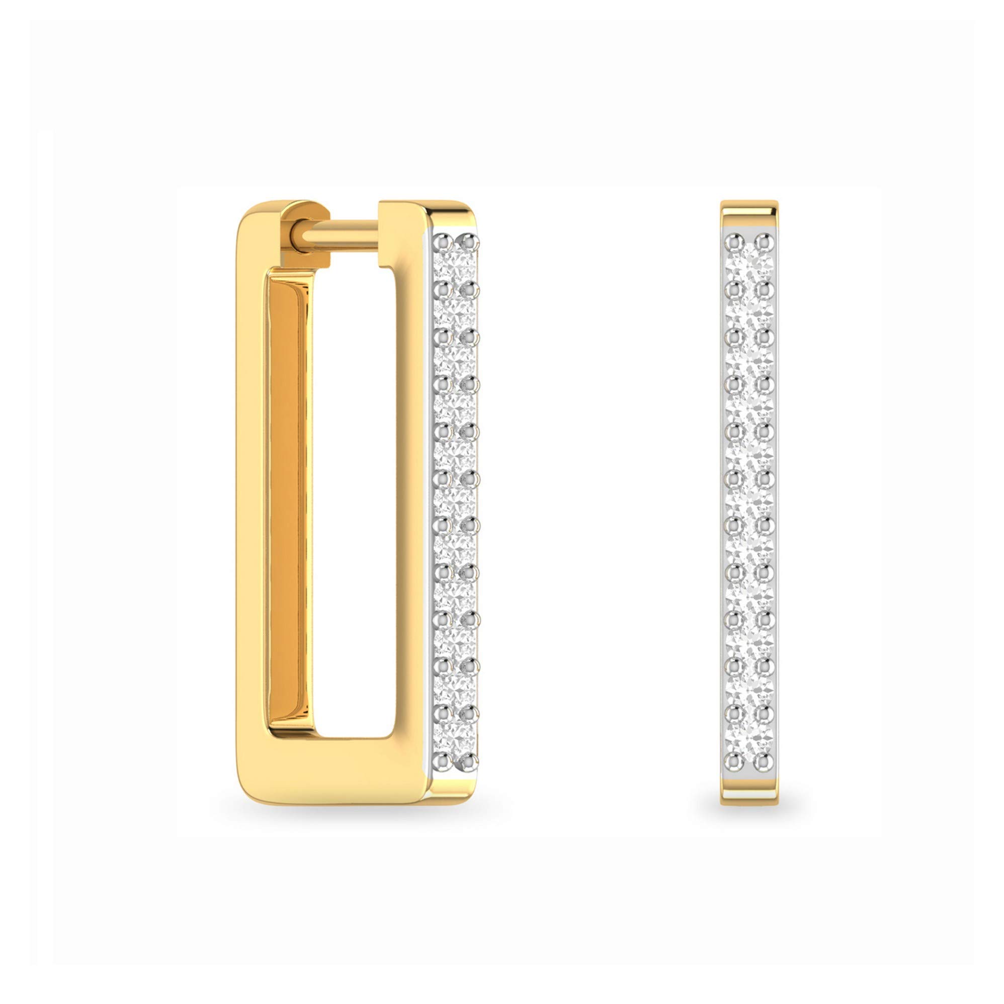 Yellow Gold and Diamond Stud Earrings for Women-image-23