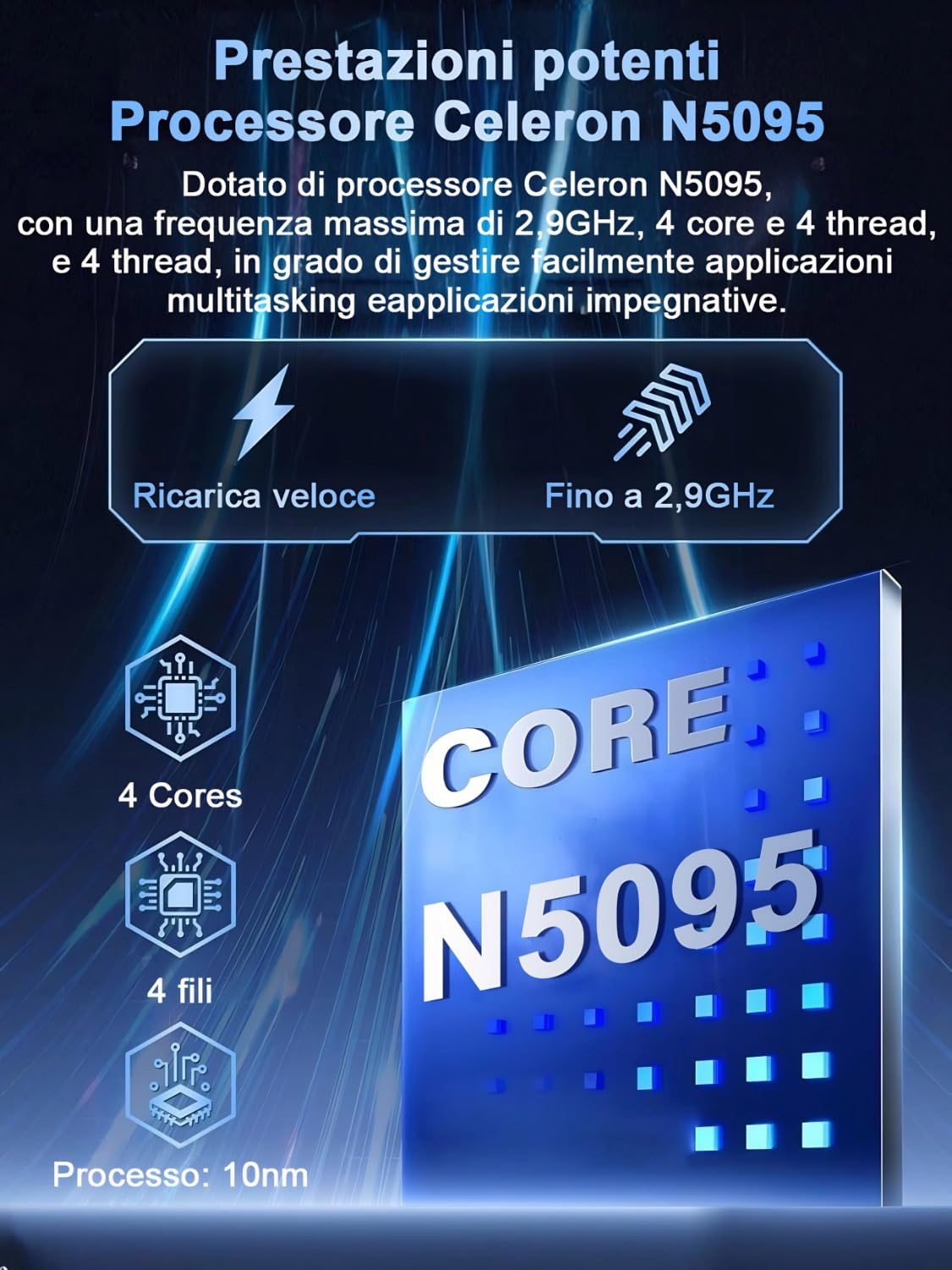 2025 Laptop 14 Pollici Win11 Pro Celeron SSD 8+256GB - Dettaglio