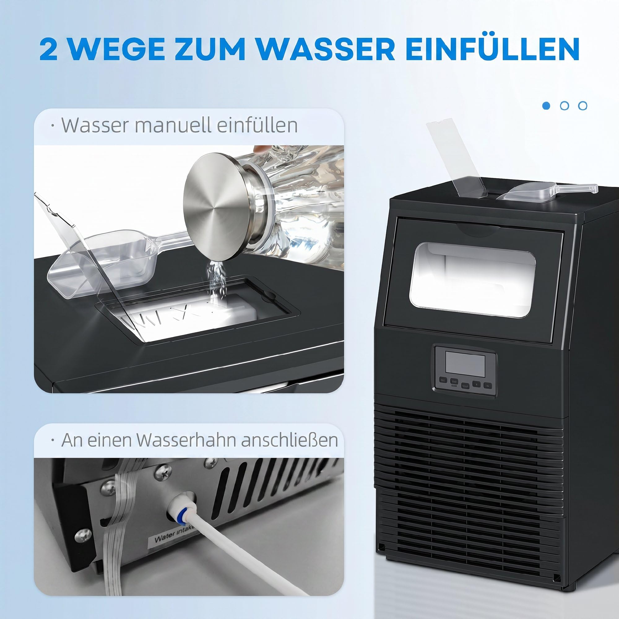 HOMCOM Macchina per cubetti di ghiaccio commerciale 30 kg/24H Gelatiera con 4 kg di memoria, macchina per cubetti di ghiaccio autopulente, timer per ristorante, bar, caffetteria