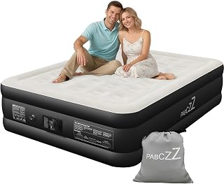 PABCZZ Queen Air Mattress with Built-in Pump - 18 Inch Thick, 650 lbs Capacity, Portable Inflatable Bed for Camping & Guests (Black)