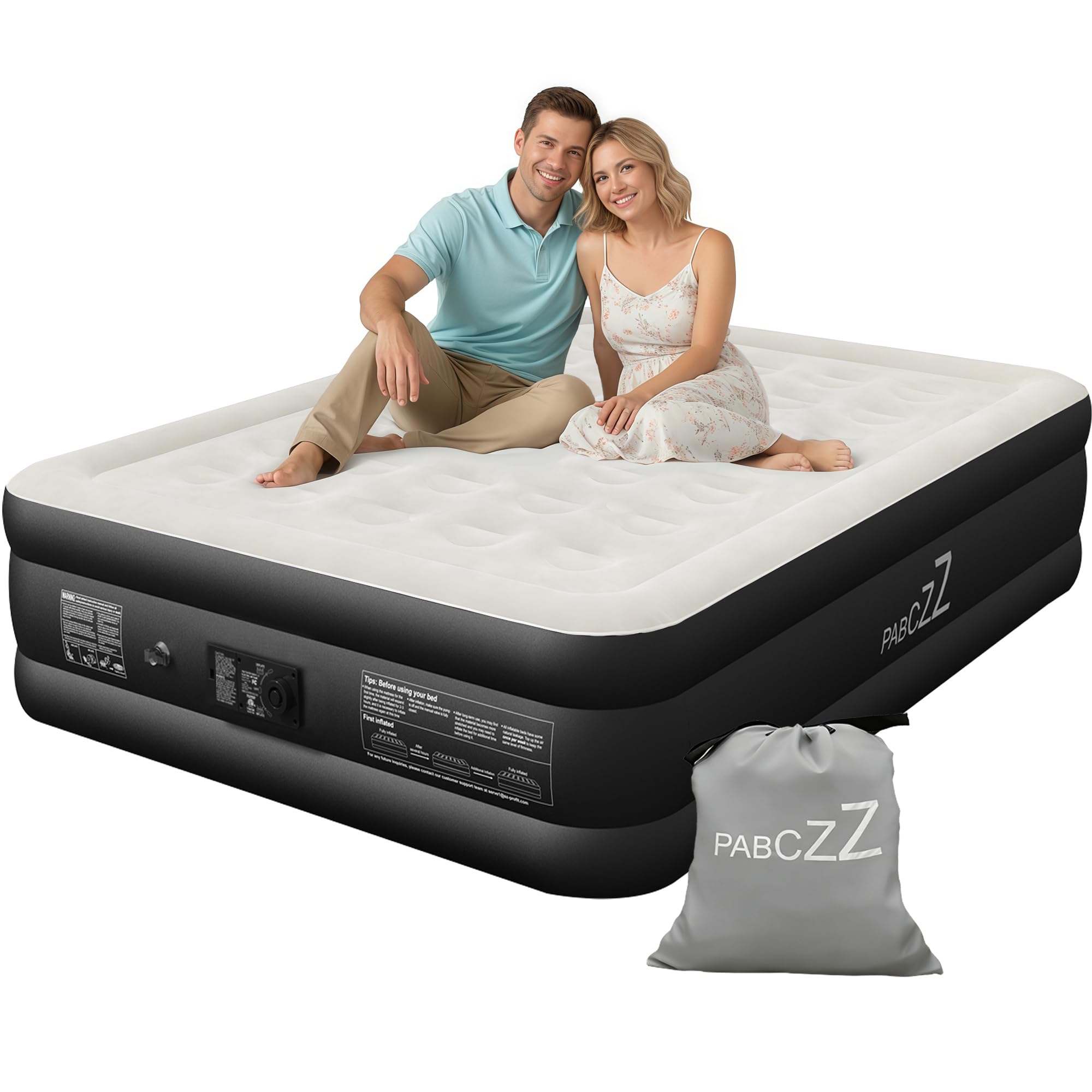 Photo 1 of PABCZZ air Mattress Queen with Built in Pump – 18-Inch Thickened Inflatable Mattress for Easy Travel, Supports Up to 650 Pounds Pounds (Black, Queen)