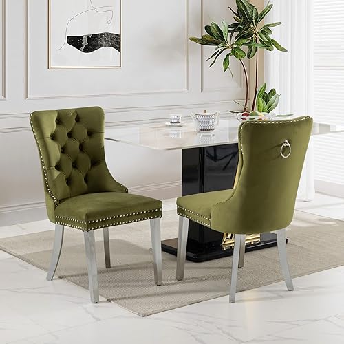 Miniatura 48 de SoarFlash Juego de 6 sillas de comedor de terciopelo, silla lateral de respaldo alto, silla lateral moderna tapizada de alta gama con capitoné y