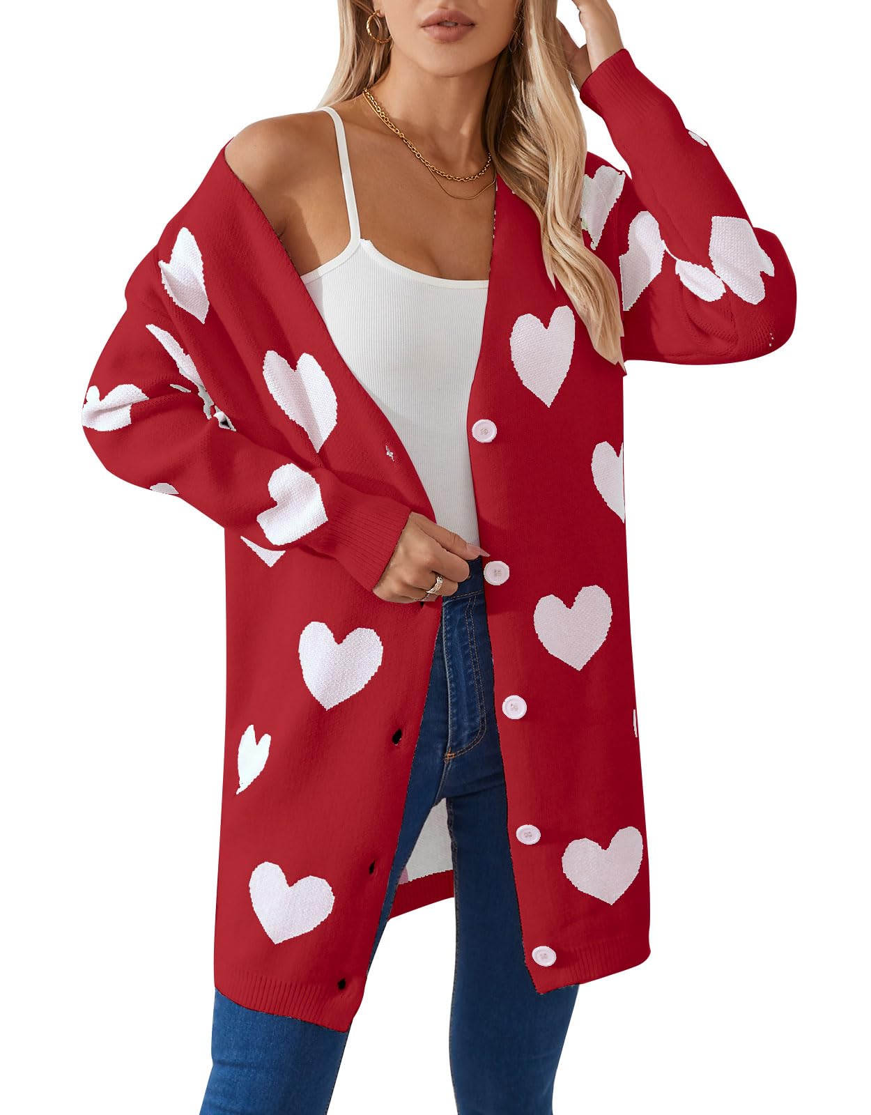 Womens Halloween Long Sleeve Open Front Cardigan Casual Loose Cute Heart Knit Cardigans