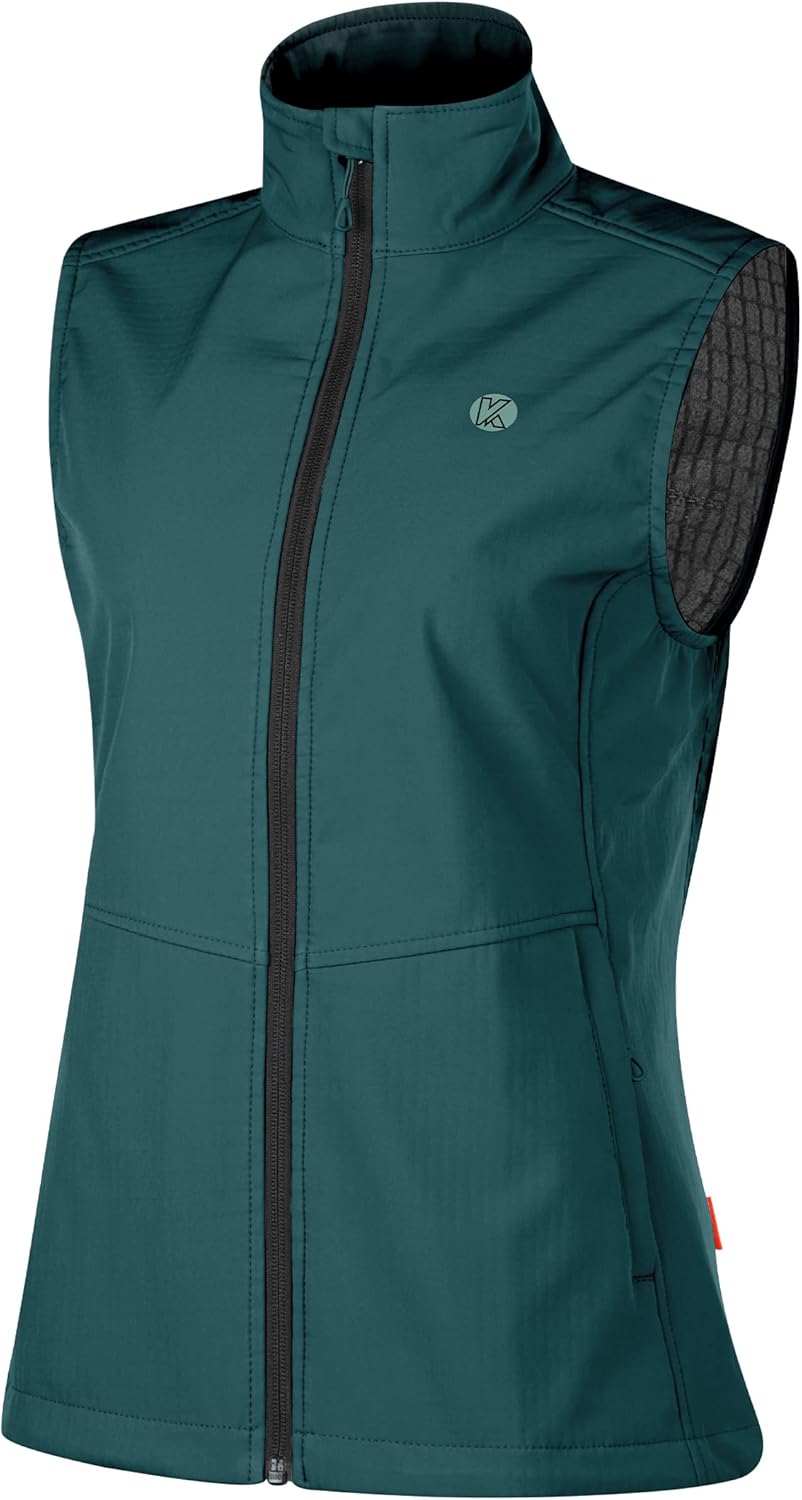 KUTOOK Women's Softshell Vest Lightweight Fleece Lined Windproof Sleeveless Jacket with Zipper Pockets Hiking Cycling Travel