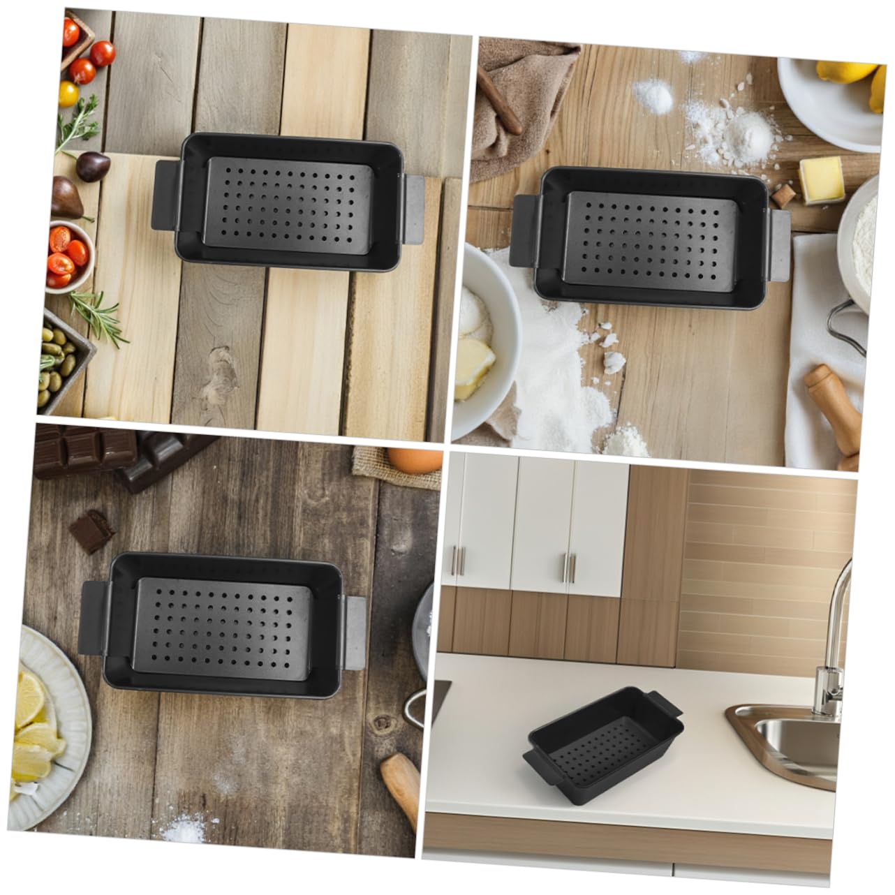 Abaodam 2 Moldes para Pan Tostado Antiadherentes de Acero al Carbono Negro