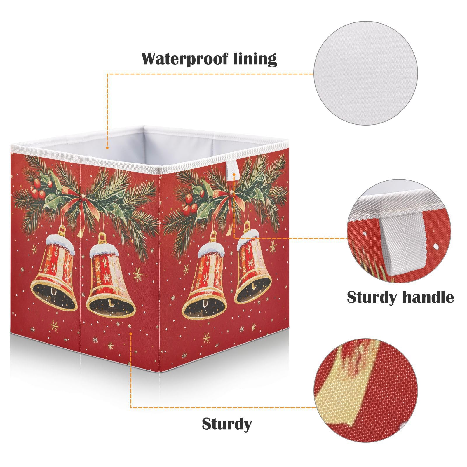 senya Contenedores de almacenamiento grandes, campanas de Navidad, plegables, cubos de almacenamiento, cesta de tela, organizador de armario, caja para el hogar, dormitorio, oficina, 11 x 11 x 11