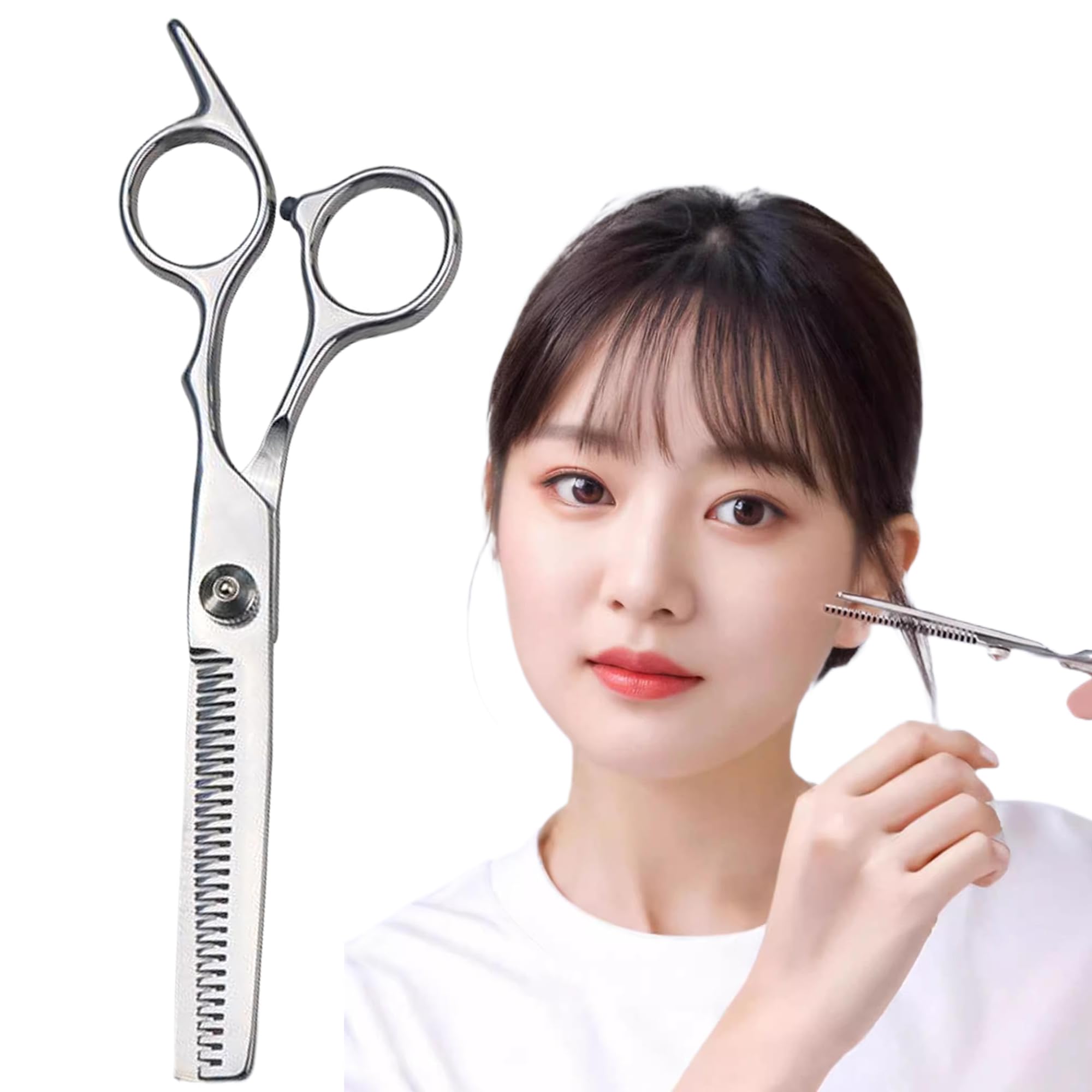 BOJIDO スキバサミ 散髪用ハサミ 髪切り プロ仕様 散髪はさみ すきばさみ 低すき率 家庭用 セルフカット 初心者 理髪師向け（シルバー）