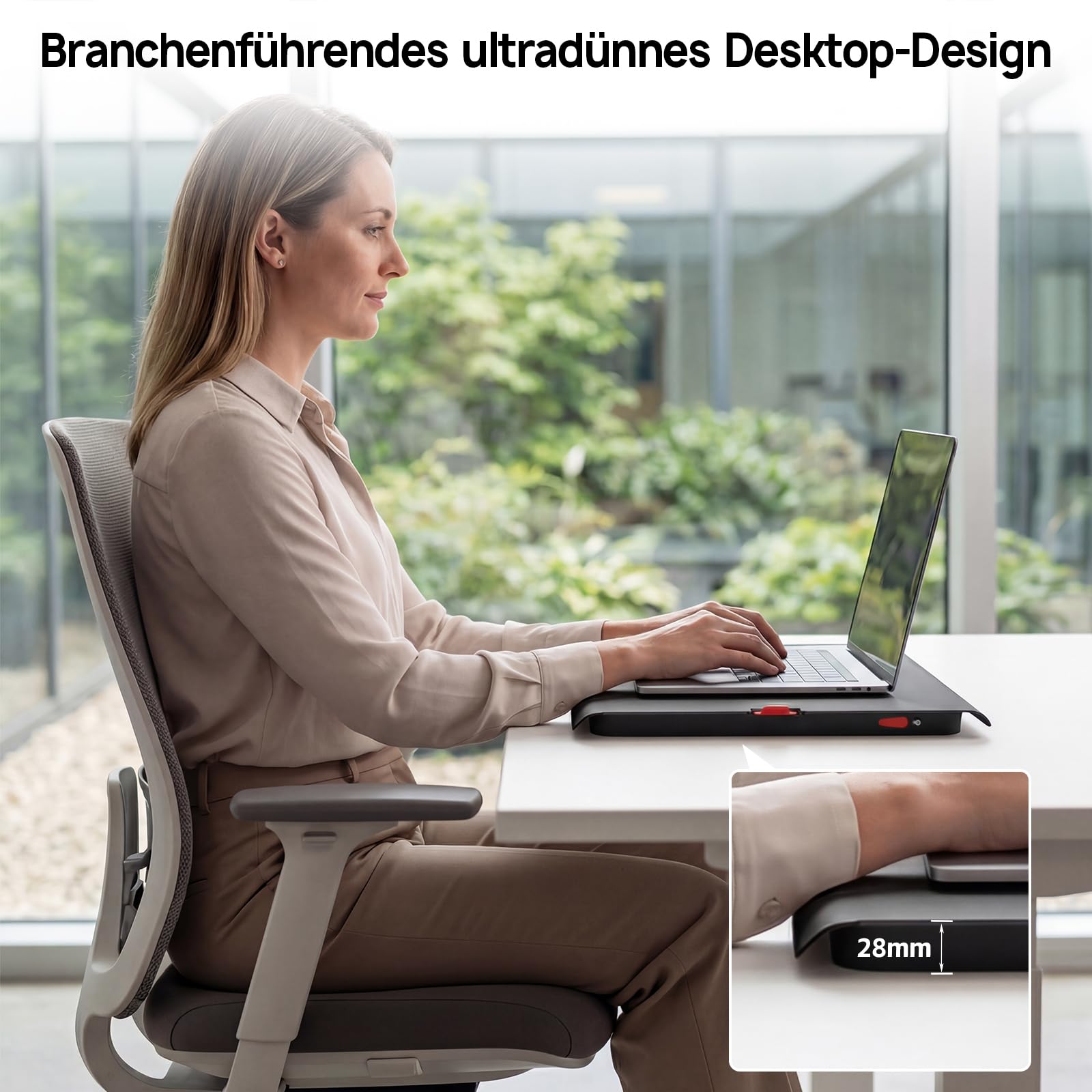 Höhenverstellbarer Schreibtisch-Konverter, Ultraflacher Sitz-Steh-Arbeitsplatz, Leicht Verstellbarer Laptop-Riser, Verschleißfeste Metalltischplatte– Schwarz