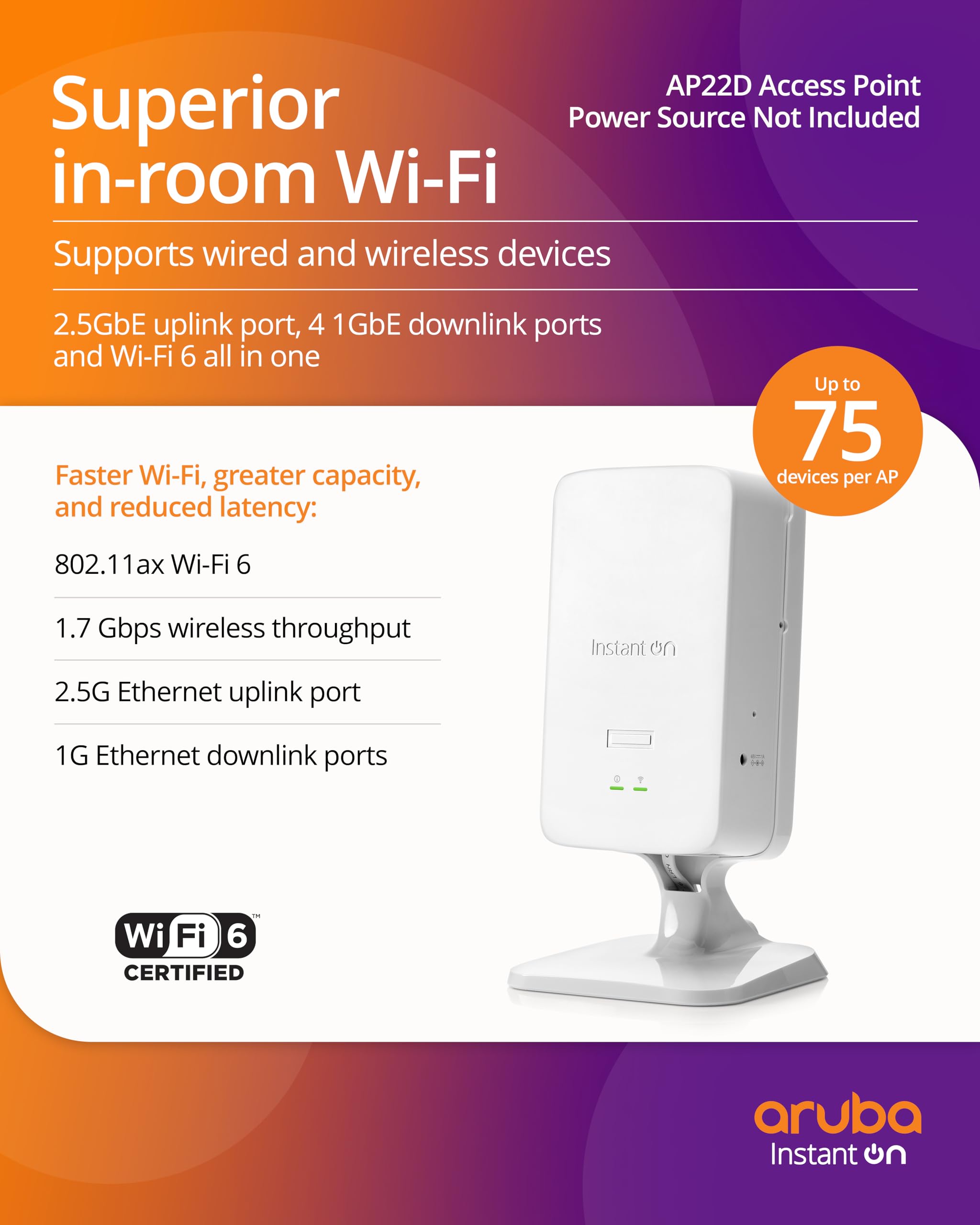 HPE Networking Instant On AP22 Indoor Wi‑Fi 6 Access Point | HPE Store United Kingdom