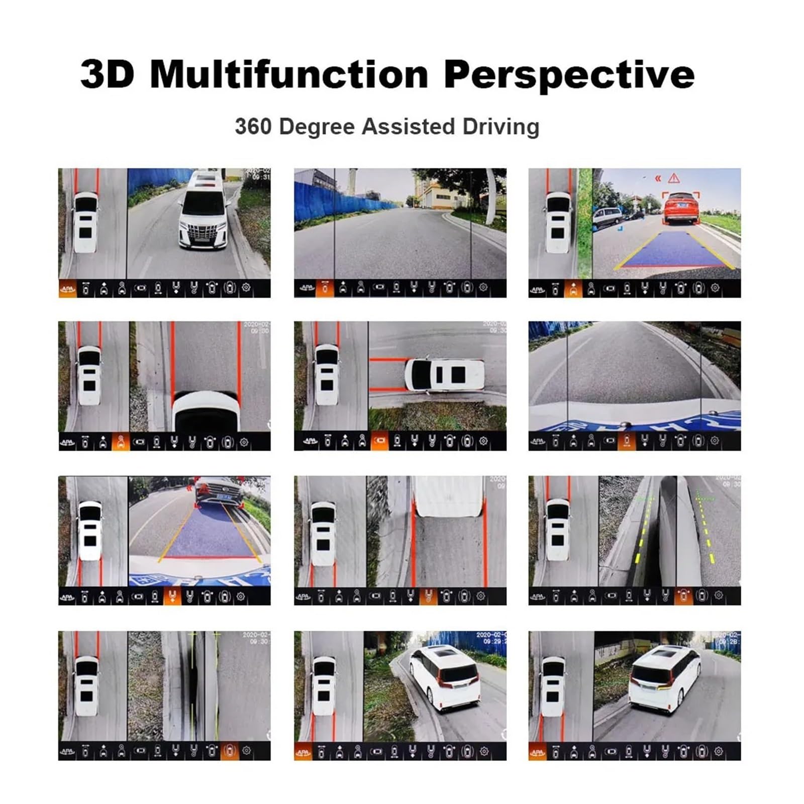 Rückfahrkamera Auto AI 3D 360 Kamera Surround View System Fahren Mit Vogelperspektive Panorama System Autokamera 4 CH Hinten/Vorne/Links/Rechts