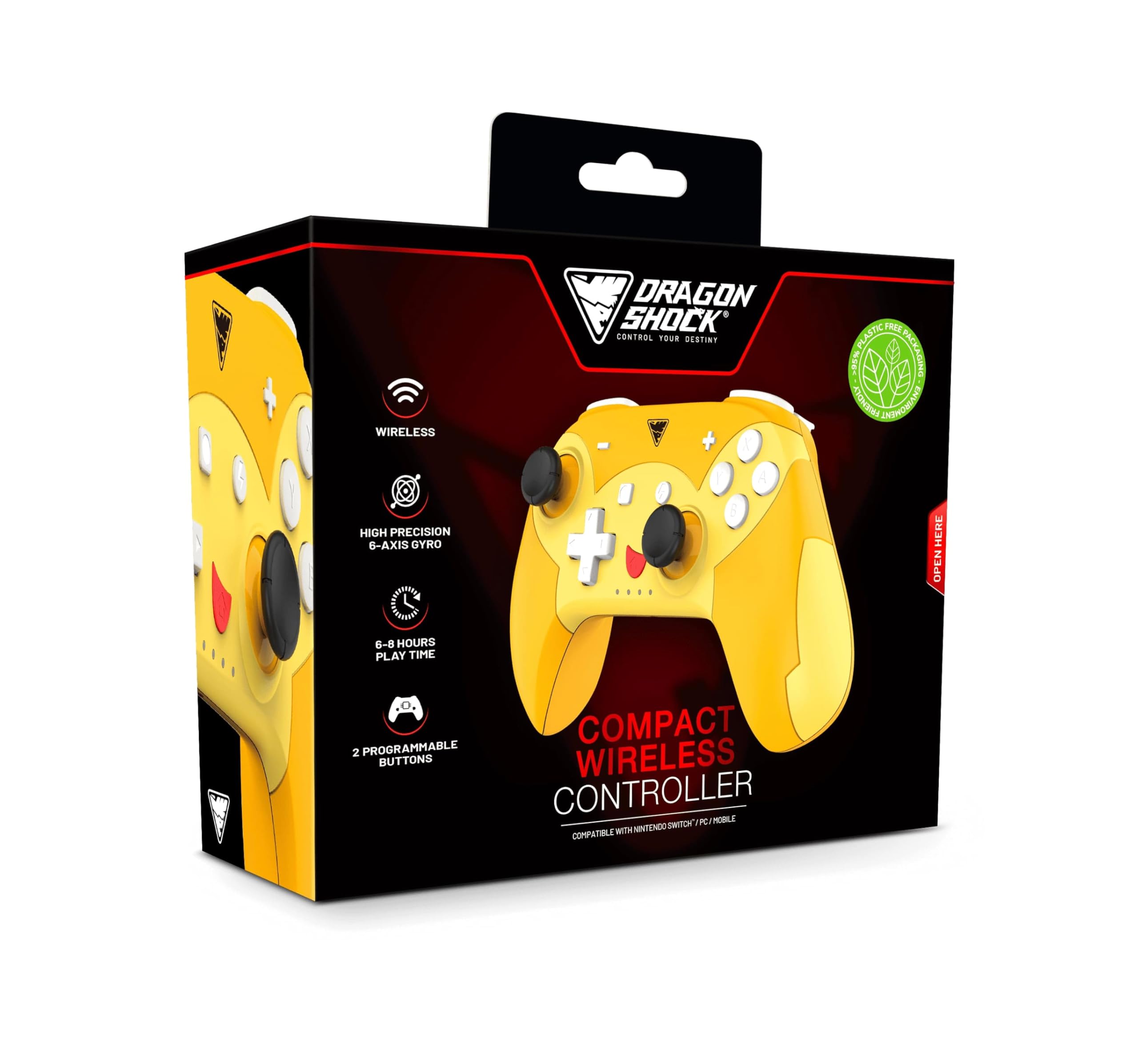 POPTOP COMPACT BT Manette Compacte sans Fil Bluetooth Pika Compatible Nintendo Switch, Switch Lite, Switch OLED