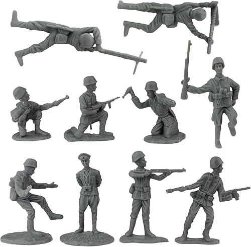 Miniatura 4 de BMC WW2 D-Day Plastic Army Men - 34 figuras de soldado estadounidense, británico, alemán