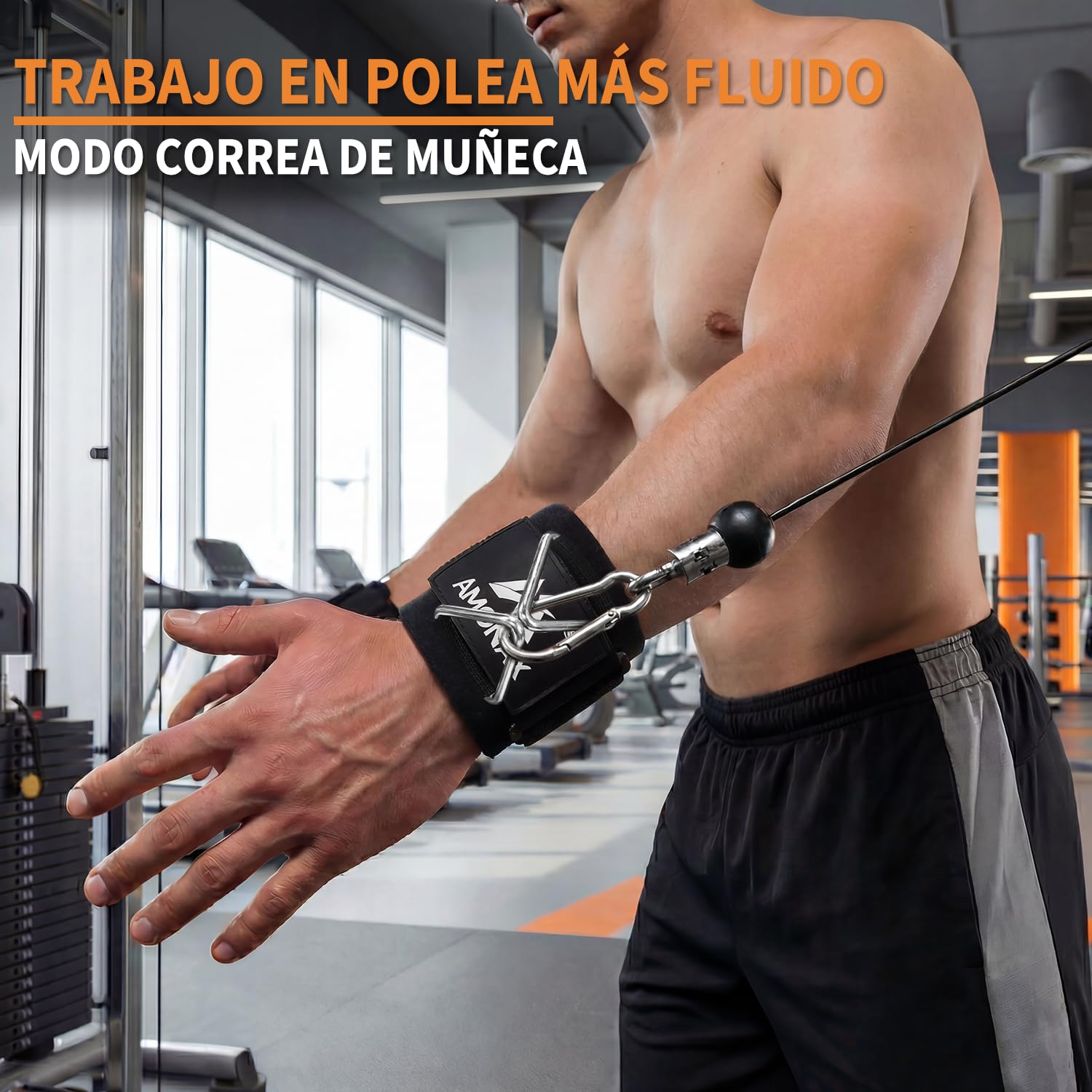 Amonax 3-en-1 correas de levantamiento de pesas, correas de tobillo para máquinas de cable, brazaletes de gimnasio acolchados para máquinas de cable, correas de fitness con anillo en D triangular y