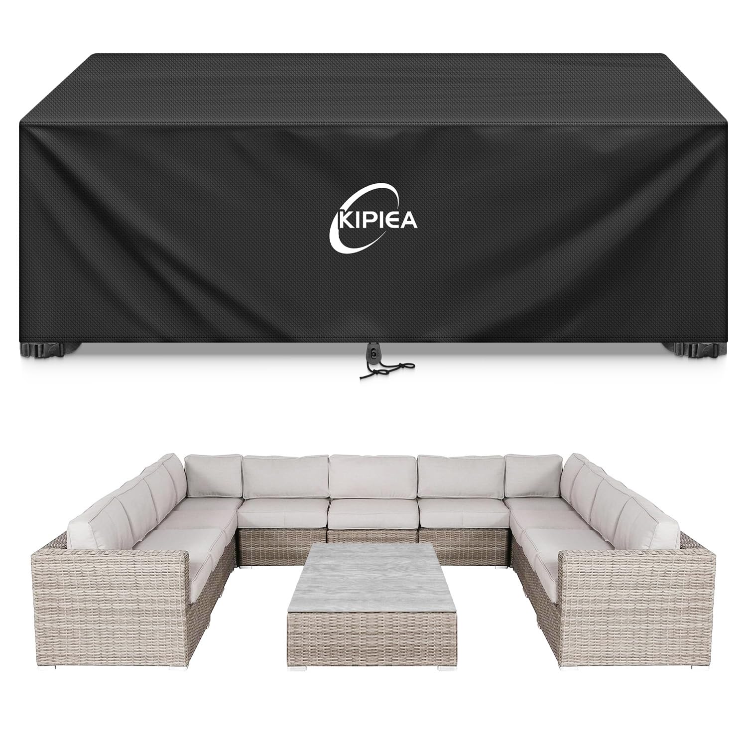 Kipiea Patio Furniture Covers Waterproof Winter, Heavy-Duty 420D Outdoor Patio Table Set Covers, Rectangular Outdoor Sectional Couch Covers (78" L x 58" W x 28" H) — view 36