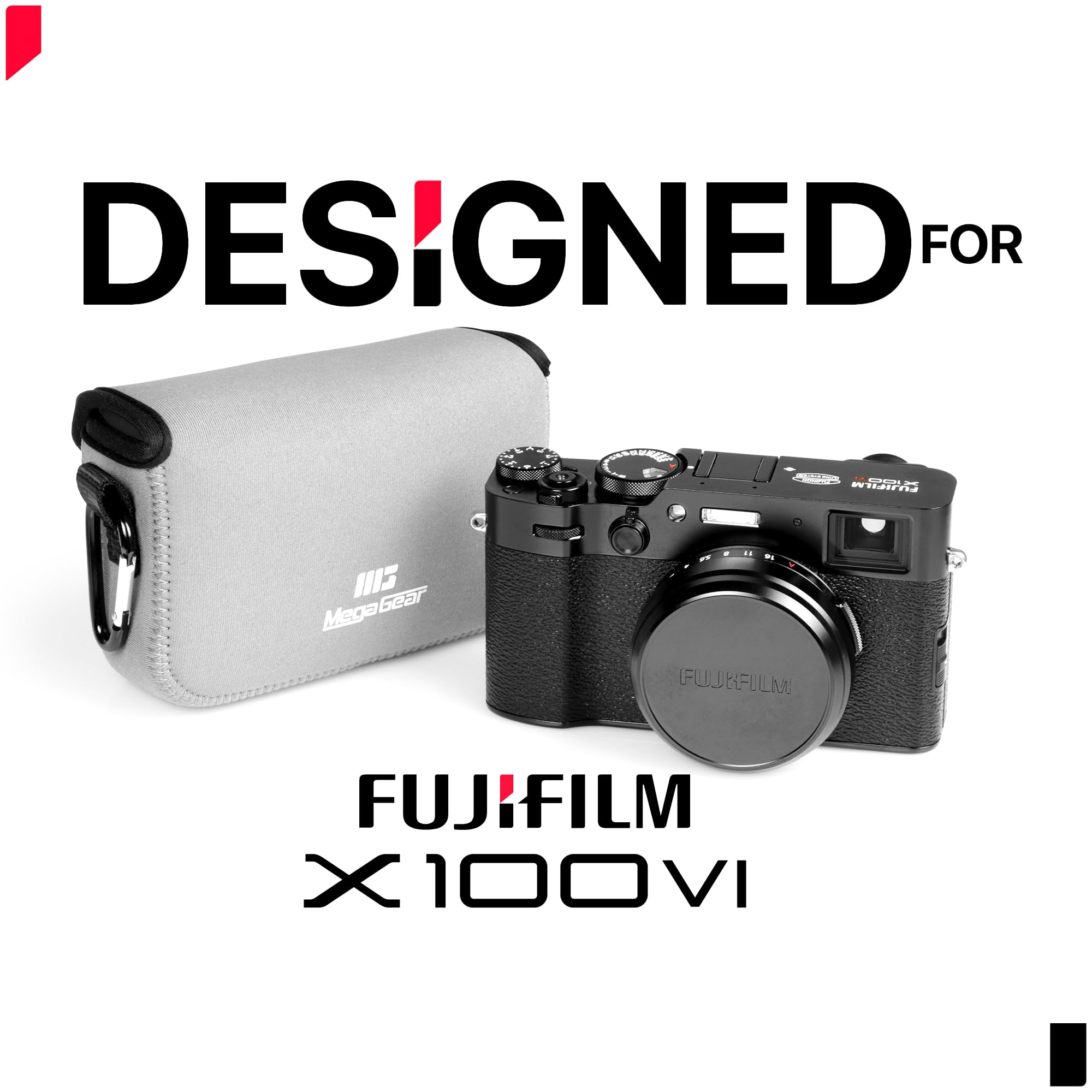 MegaGear Custodia in neoprene per fotocamera Fujifilm X100VI - Borsa elegante e protettiva per la fotografia digitale (Nero)