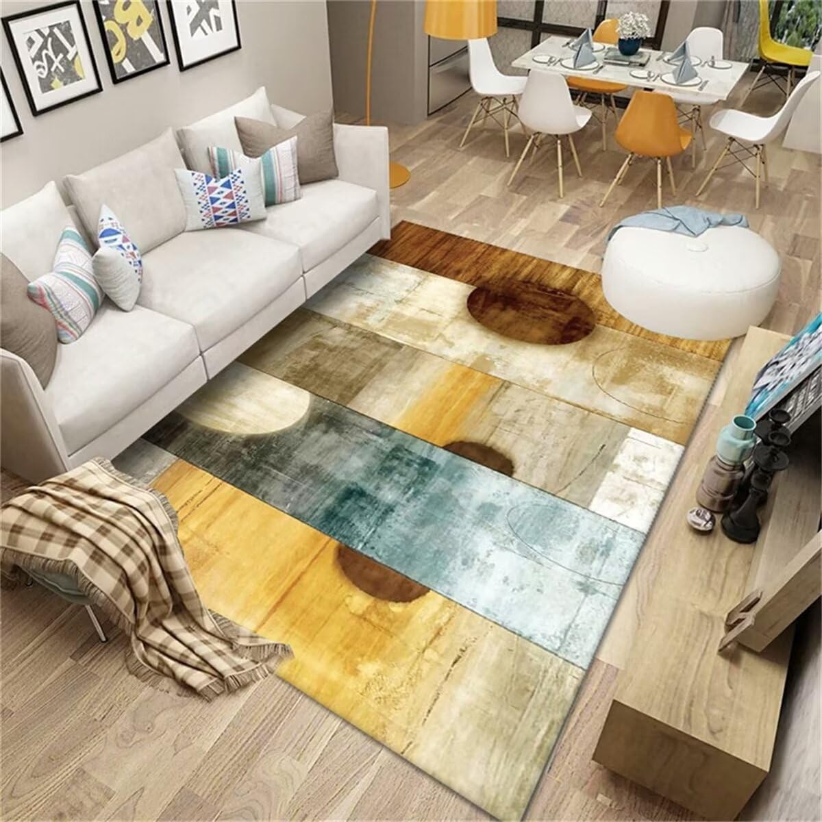 Tapis enfant 120x180cm motif géométrique vintage pour salon