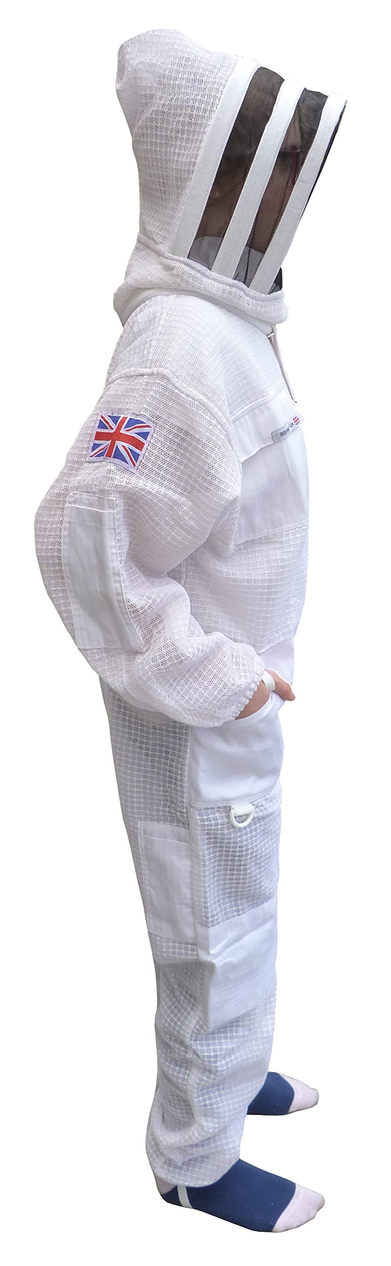 AGS Traje de apicultor profesional de tres capas ultra ventilado para niños, traje de apicultor protector para niños, traje de apicultura, equipo de capucha (pequeño)
