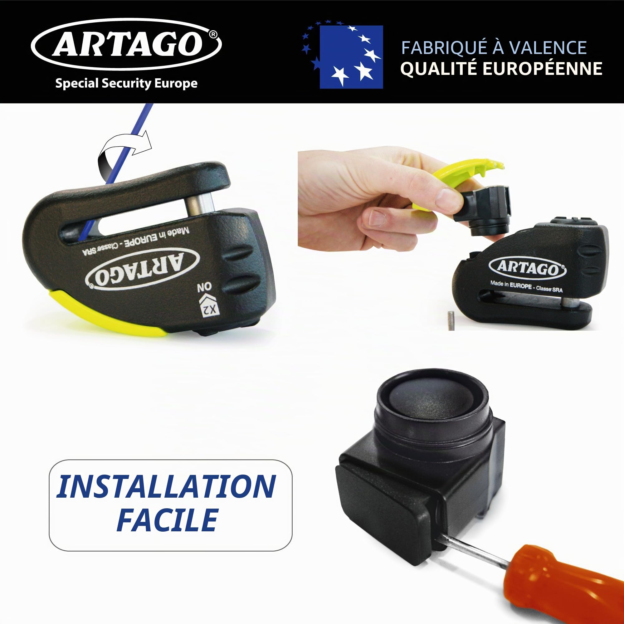 Artago 30MA-KIT Module d'alarme et Batterie CR2 Remplacement pour Antivol Moto Bloque Disque Alarme Artago 32, 30X14, 30X10