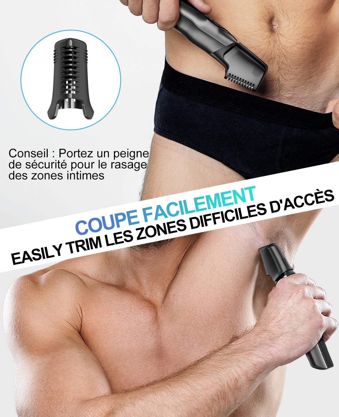 kensen Tondeuse Corps Homme 4-en-1 6000/7000 tr/min Tondeuse Moustache Homme 210 Mins d'Autonomie Tondeuse Barbe、Cheveux、Nez IPX7 Étanche Rasoir Intime USB-C Écran LED Pour De La Tête Aux Pieds