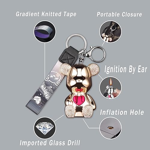 Miniatura 3 de DAXXIN Lindos accesorios encendedores, compactos y portátiles de dibujos animados, llaveros geniales, encendedor de llama suave, regalos únicos para