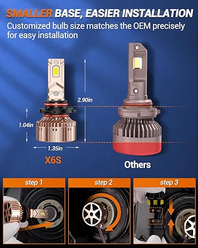 Miniatura 8 de SEALIGHT Bombillas X6S 9012HIR2 2024 más nuevas, 28000LM 800%+ bombillas hiLo súper brillantes con ventilador de refrigeración actualizado de