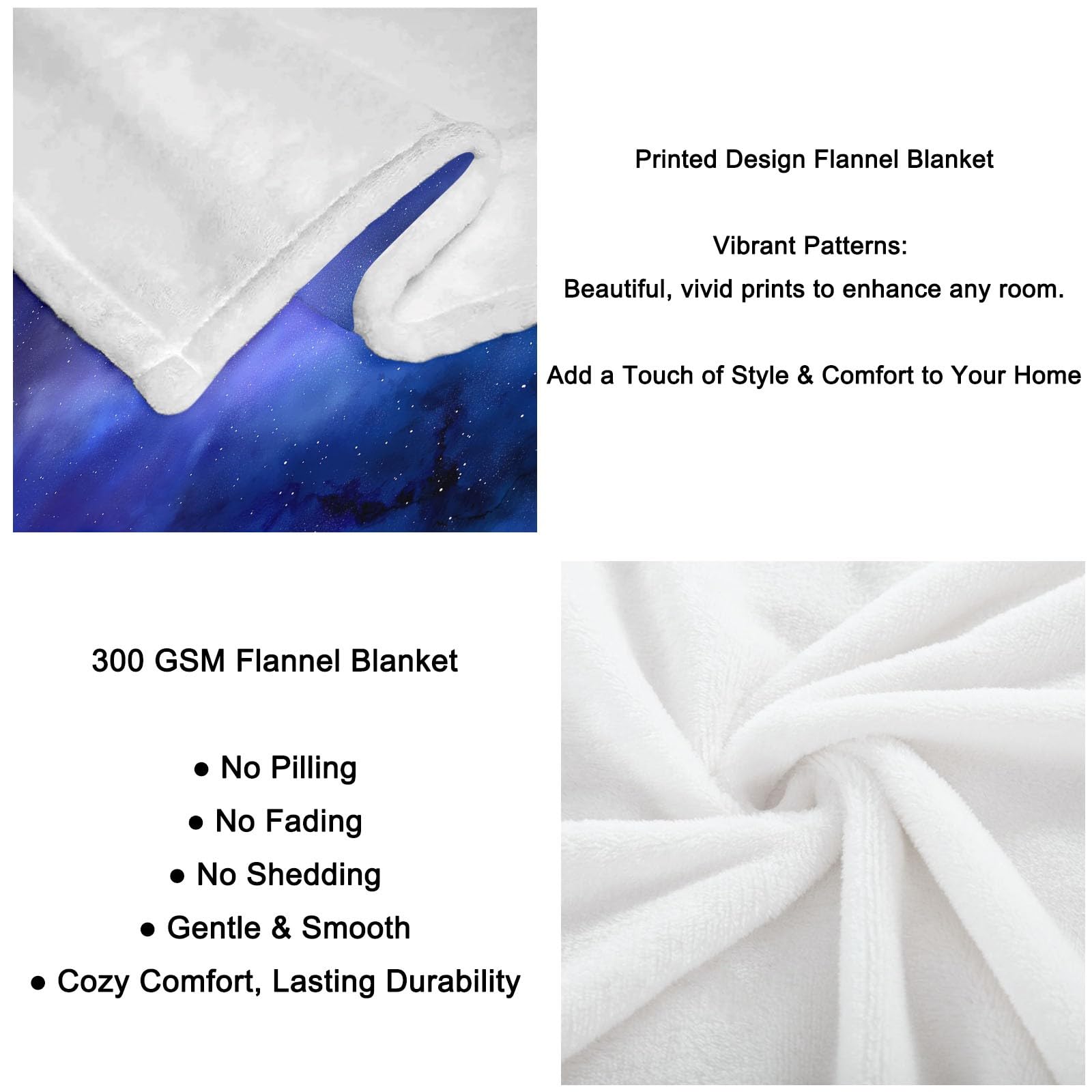 Genérico Manta de Franela de Forro Polar para Niños y Adultos 200 x 200 cm, Mantas para Sofa Estampado Surrealismo Galaxia Estrellas - Manta Azul Morado Suave Cálida Transpirable Ligera