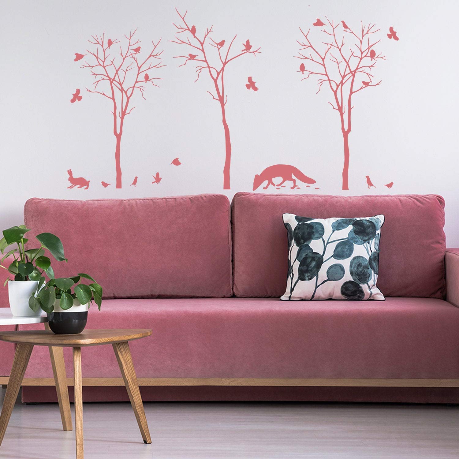 Nature art vinyl mignon animal ensemble Stickers arbre forêt botanique cool floral Die Cut Decal oiseau faune sauvage décoratif renard autocollant