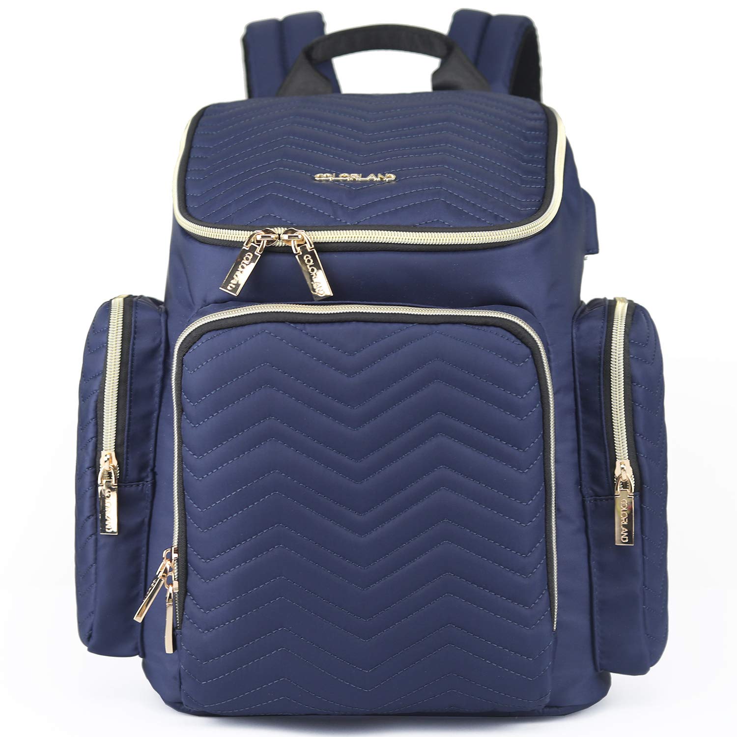 Little Story Georgia Diaper Bag wt Changing Pad &Stroller Hooks, Navy Blue, Pack of 1