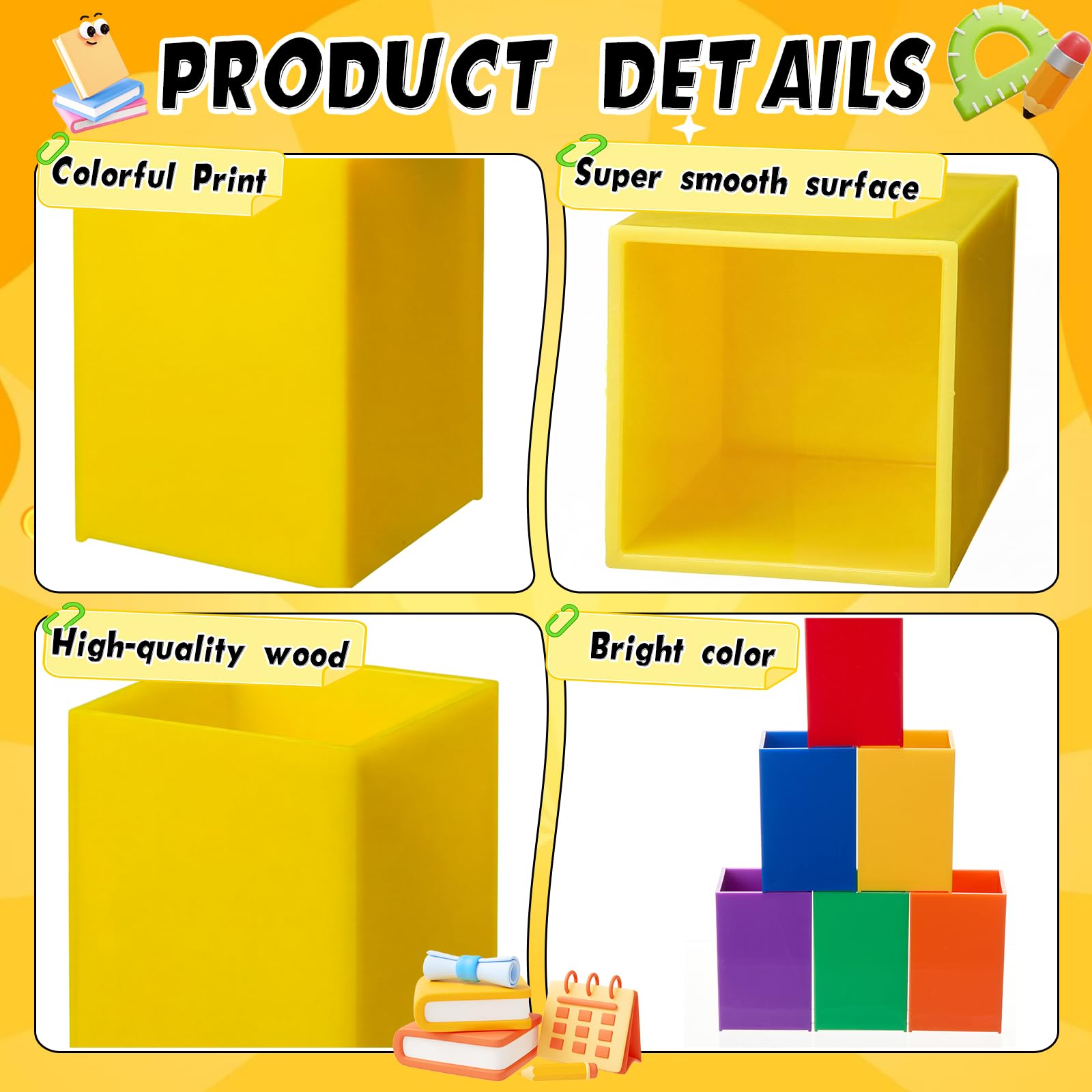 Sherr Lot de 24 porte-crayons en acrylique aux couleurs de l'arc-en-ciel - Organisateur de fournitures artisanales pour la rentrée scolaire - Boîte de rangement pour salle de classe (vif)