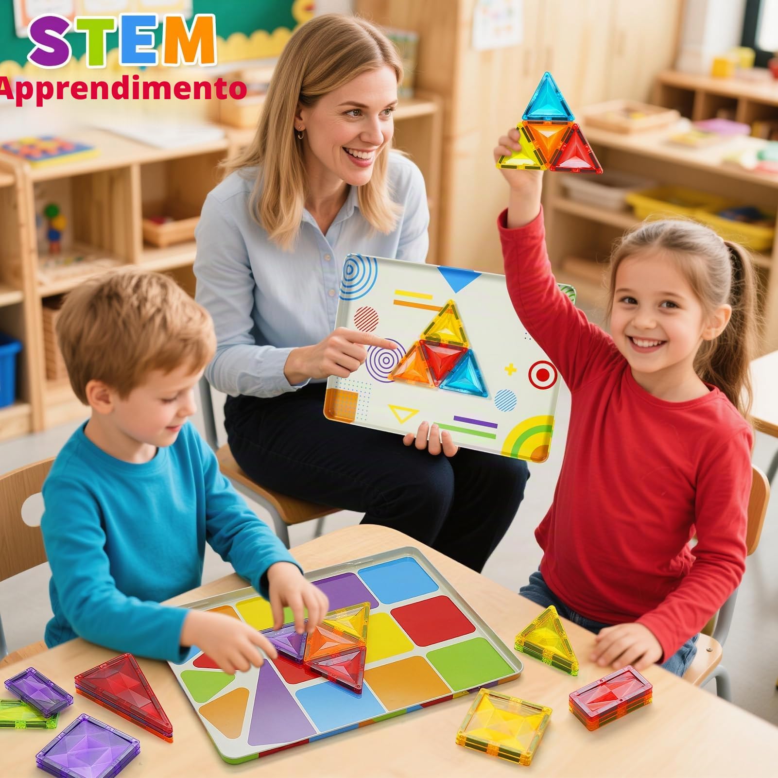7,5CM Costruzioni Magnetici, 48 pezzi Tessere Magnetiche Colorati con Grande Scatola da Gioco in Ferro, Giocattoli Blocchi Magnetici Regali di Natale e Compleanno per Bambini di 3 4 5 6 7 8 anni