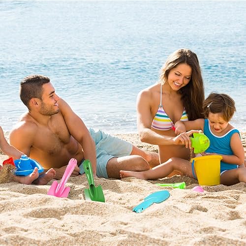 Miniatura 6 de Honoson Juego de 4 mini palas de arena de 8 pulgadas, palas de mano de metal, juguete colorido, herramientas de jardín para plantación de suelo de