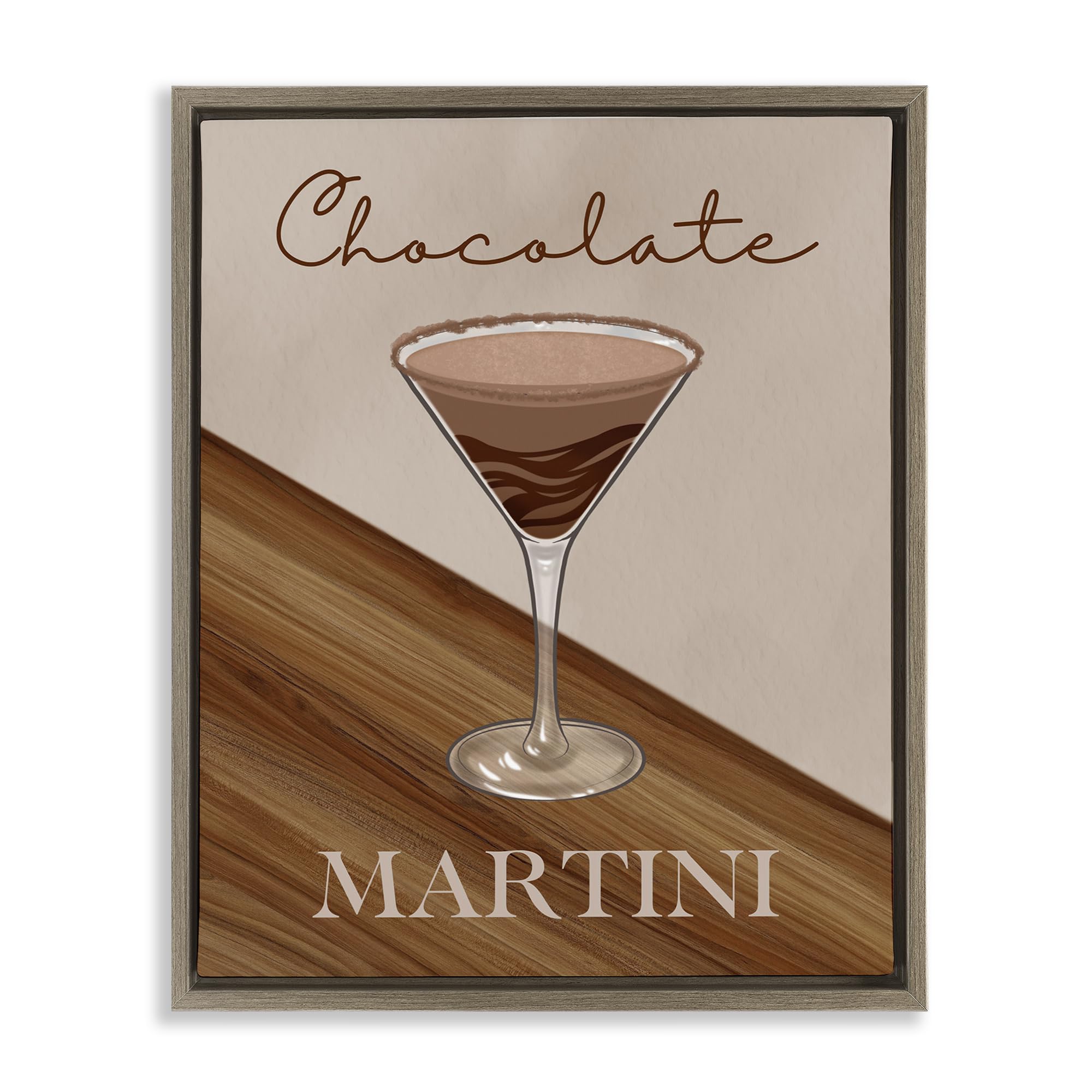 Stupell Industries 'Chocolate Martini on Brown', Floating Frame Canvas Art, Brown, 17 x 21 Inches, Easy to Hang and Sturdy, Made in USA, by Marcus Prime