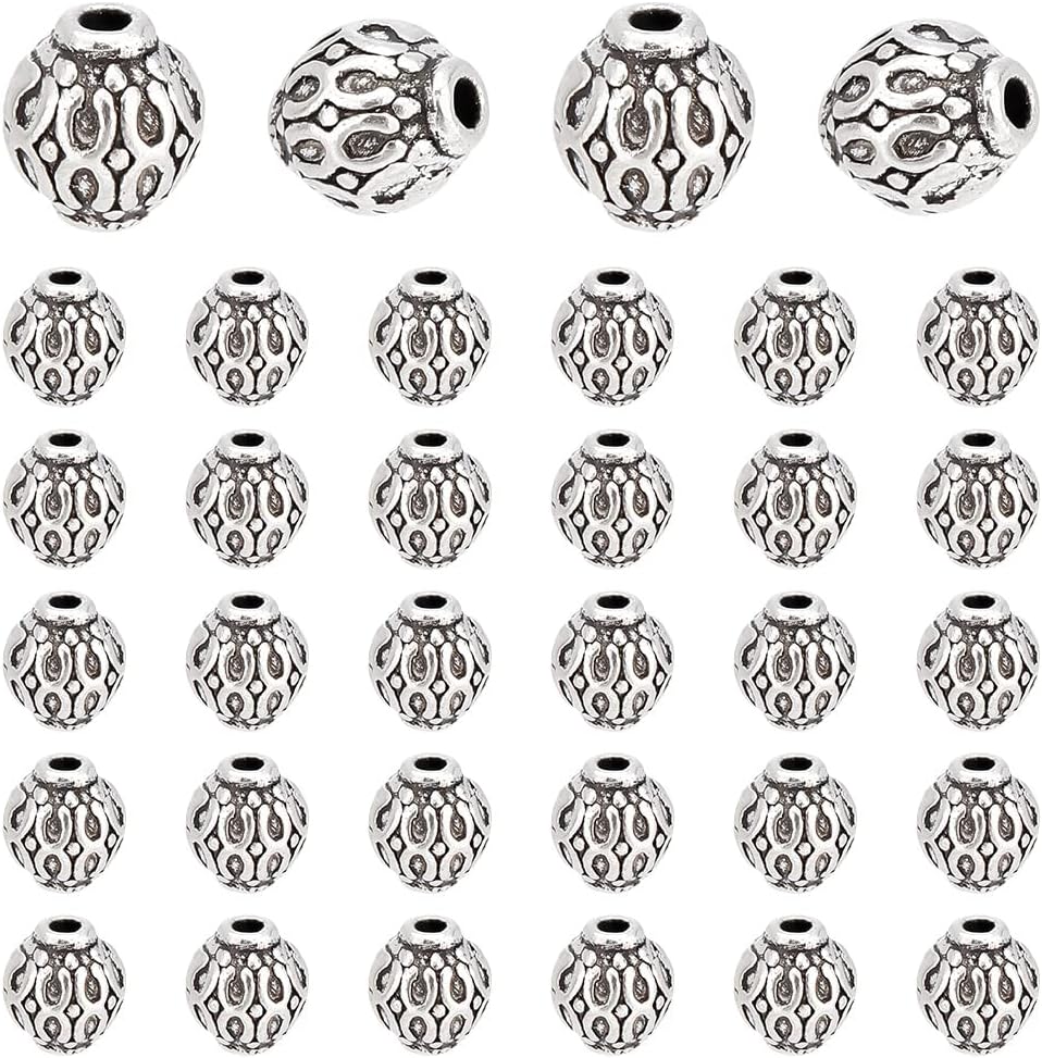PH PandaHall 180pcs 6 Color Column Spacer Beads Tibetan Filigree Tube Metal Spacers for Bracelet Necklace Jewelry Making, Hole: 3.5mm